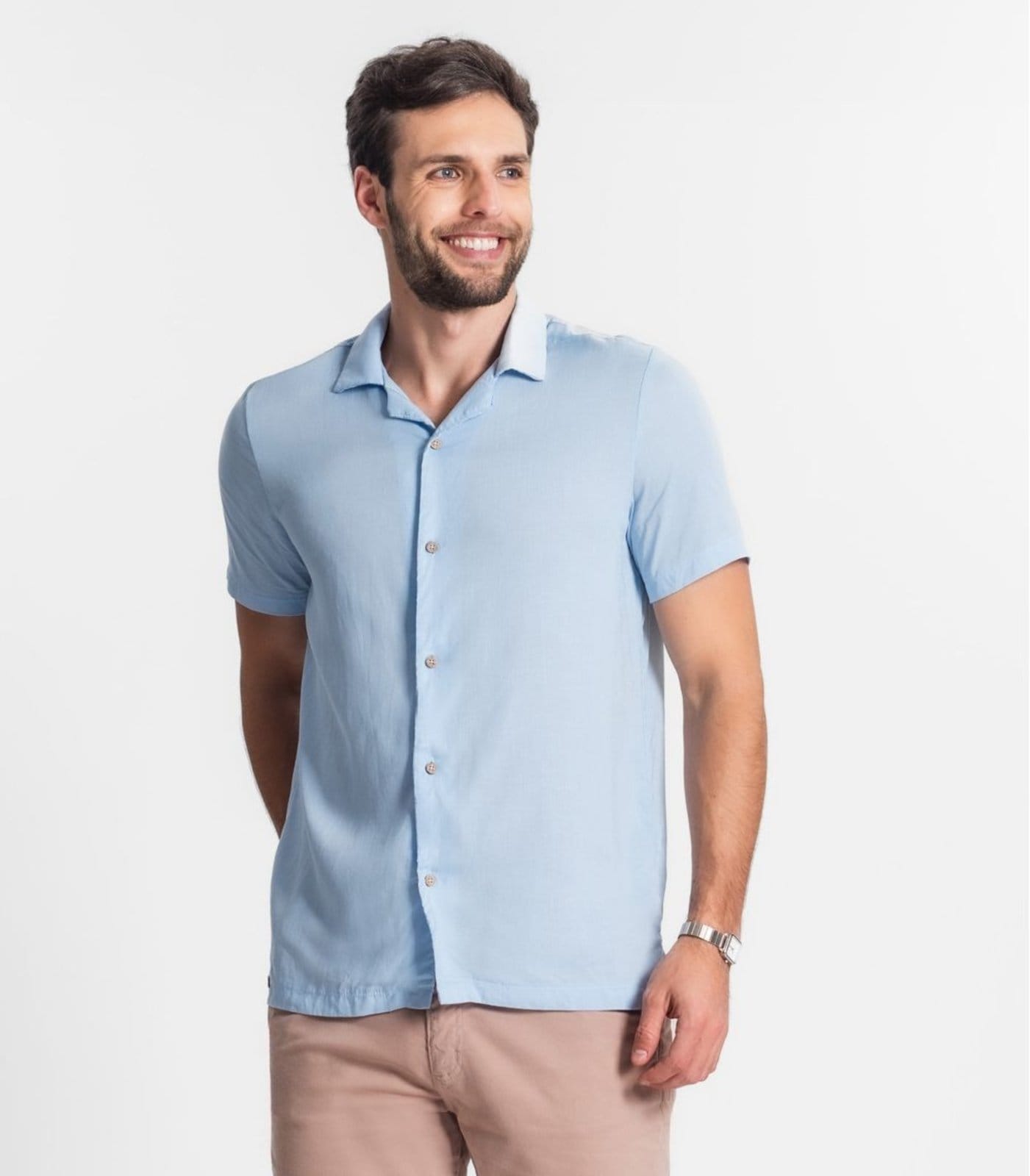 Vista 2 Camisa Em Viscolinho Masculina Diametro Diametro verde