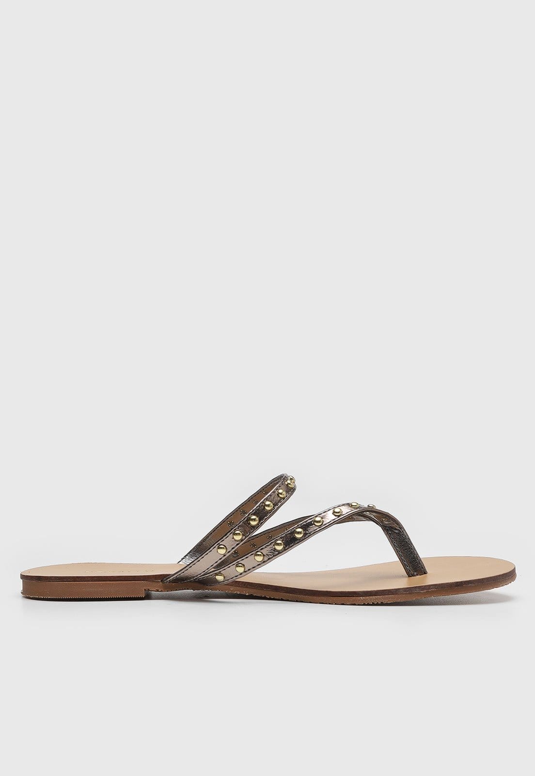 Vista 2 Rasteira Feminina Degalls Tiras com Tachas Metalizadas Degalls grafite