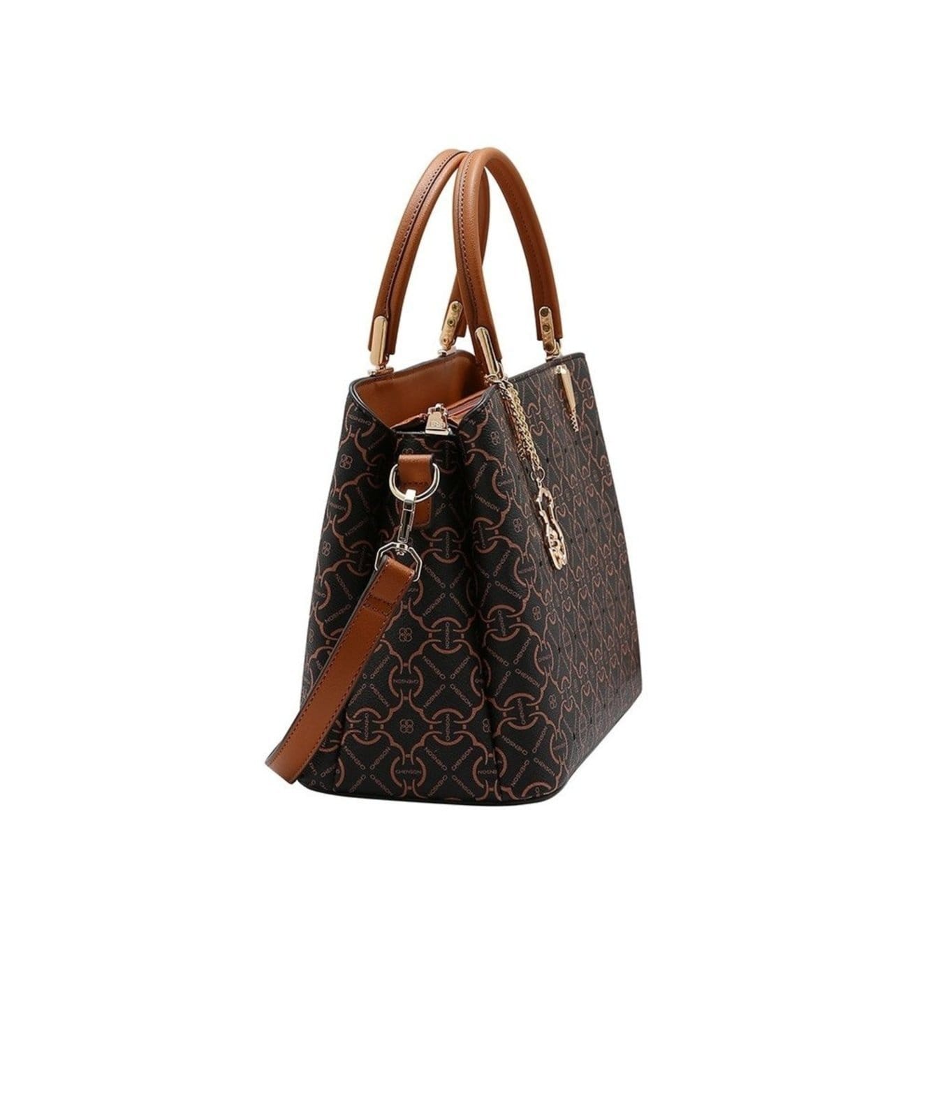 Vista 2 Bolsa Chenson Classic Cristal Estruturada Cafe Chenson incolor