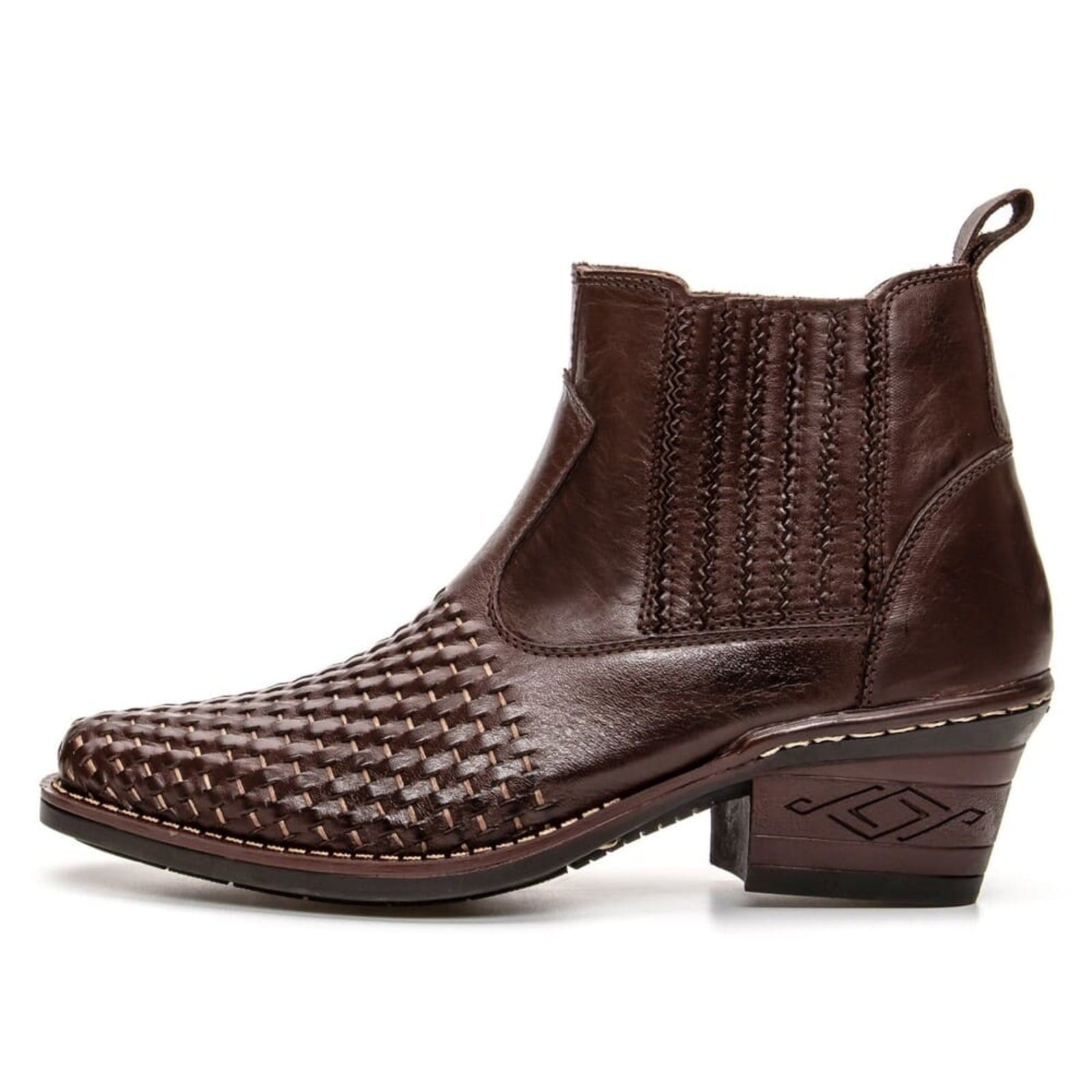 Vista 2 Bota Country Masculina de Couro Tresse Clube do Sapato de Franca DFT Texan West Clube do Sapato de Franca café