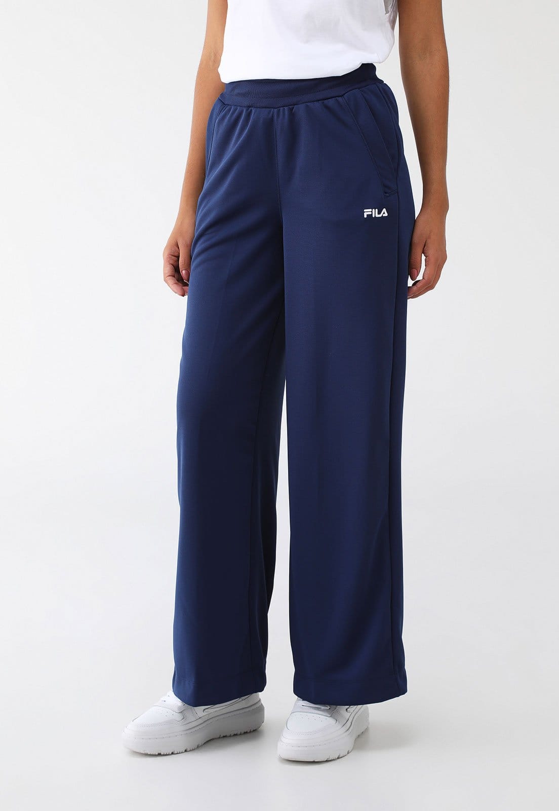 Vista principal Calça de Moletom Fila Wide Leg One World Azul-Marinho Fila azul marinho