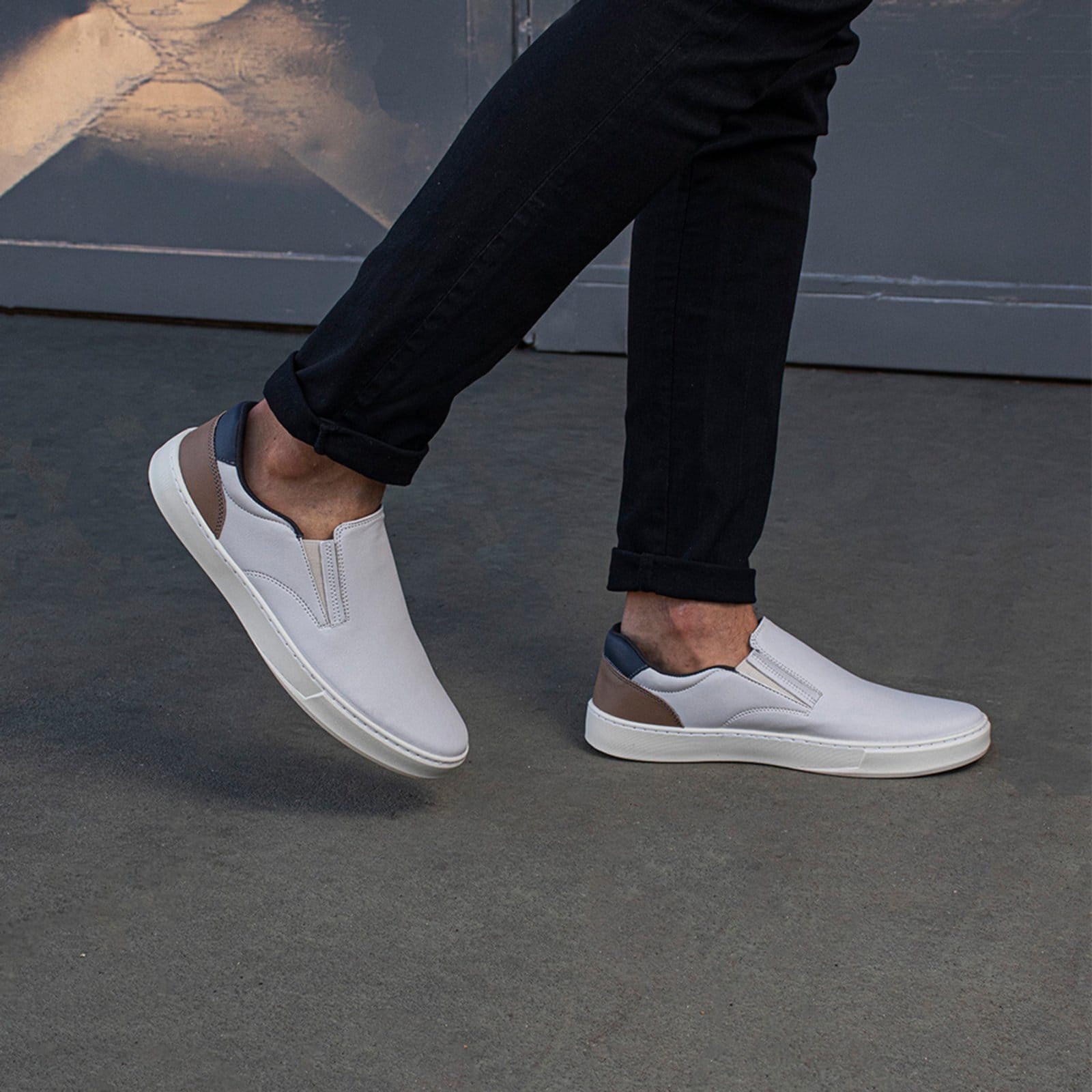 Vista principal Tênis Masculino Bredeni Iate Slip On Sapatênis Casual Confortável Macio Leve Estiloso Trabalho BREDENI cinza