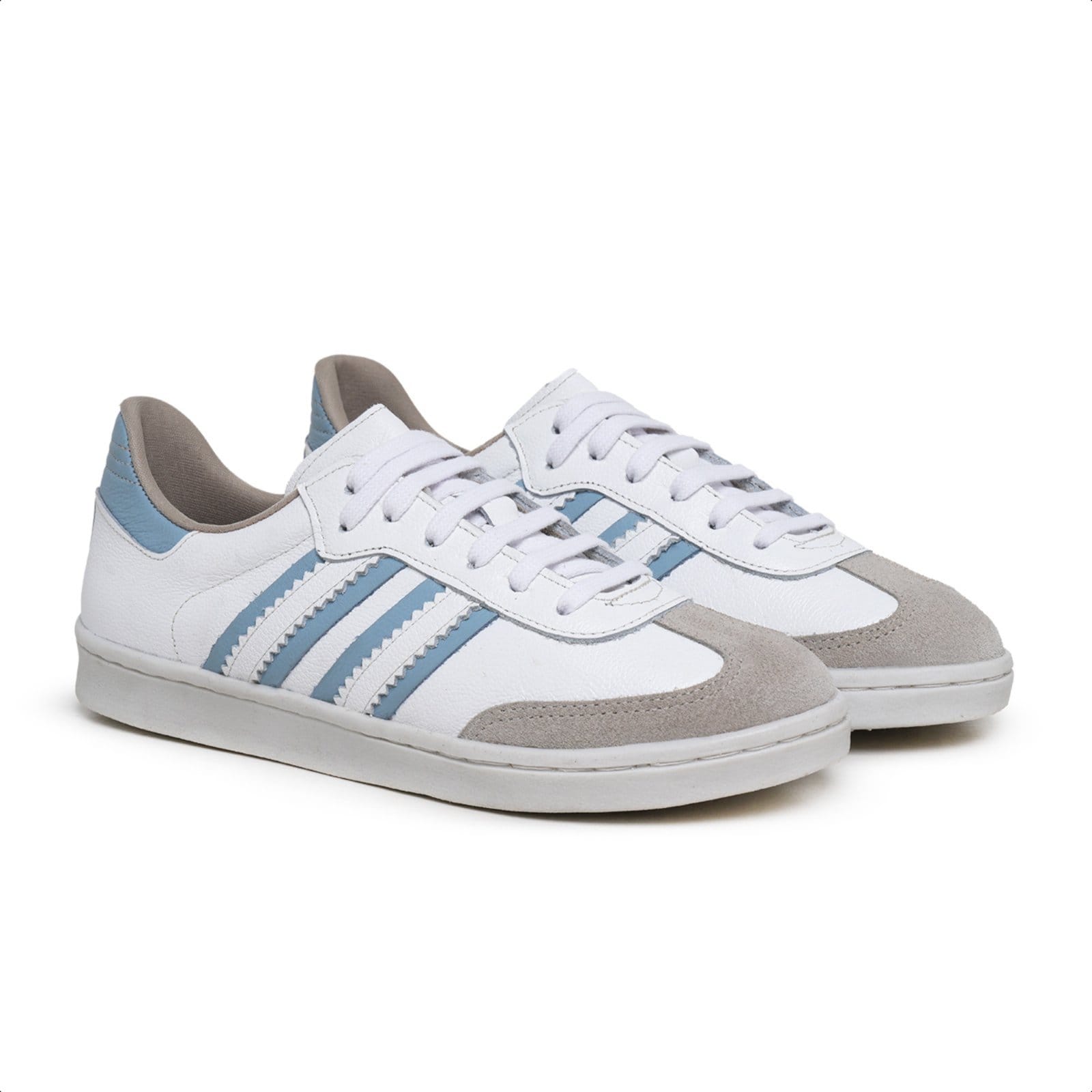 Vista principal TENIS FEMININO CANO BAIXO DE COURO PARA O DIA A DIA Ref.:1510 Branco e Azul Mister Couros branco azul