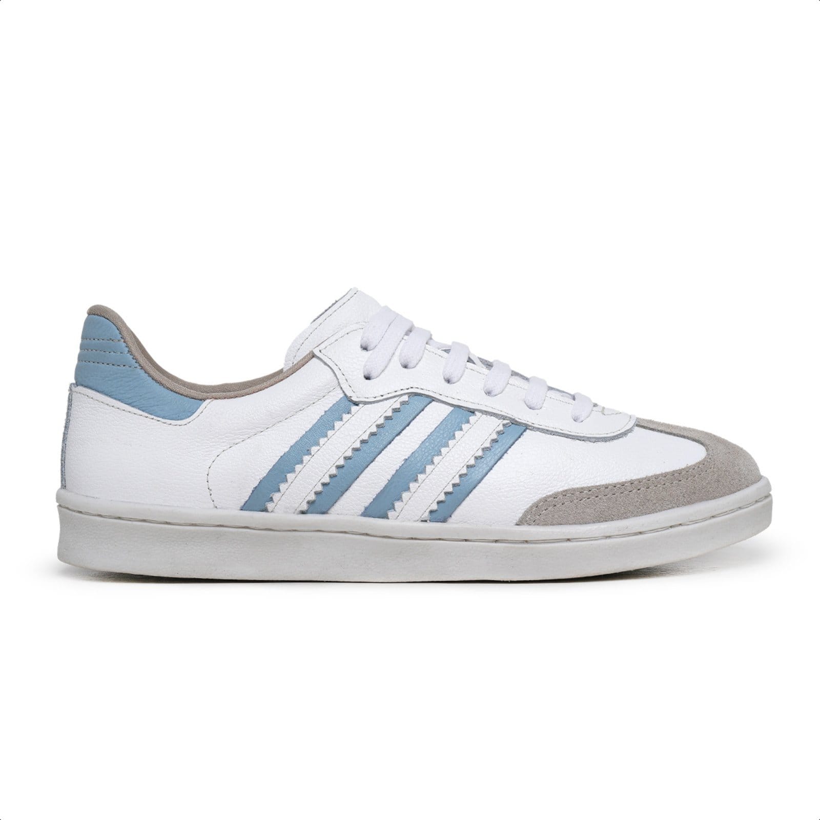 Vista 2 TENIS FEMININO CANO BAIXO DE COURO PARA O DIA A DIA Ref.:1510 Branco e Azul Mister Couros branco azul
