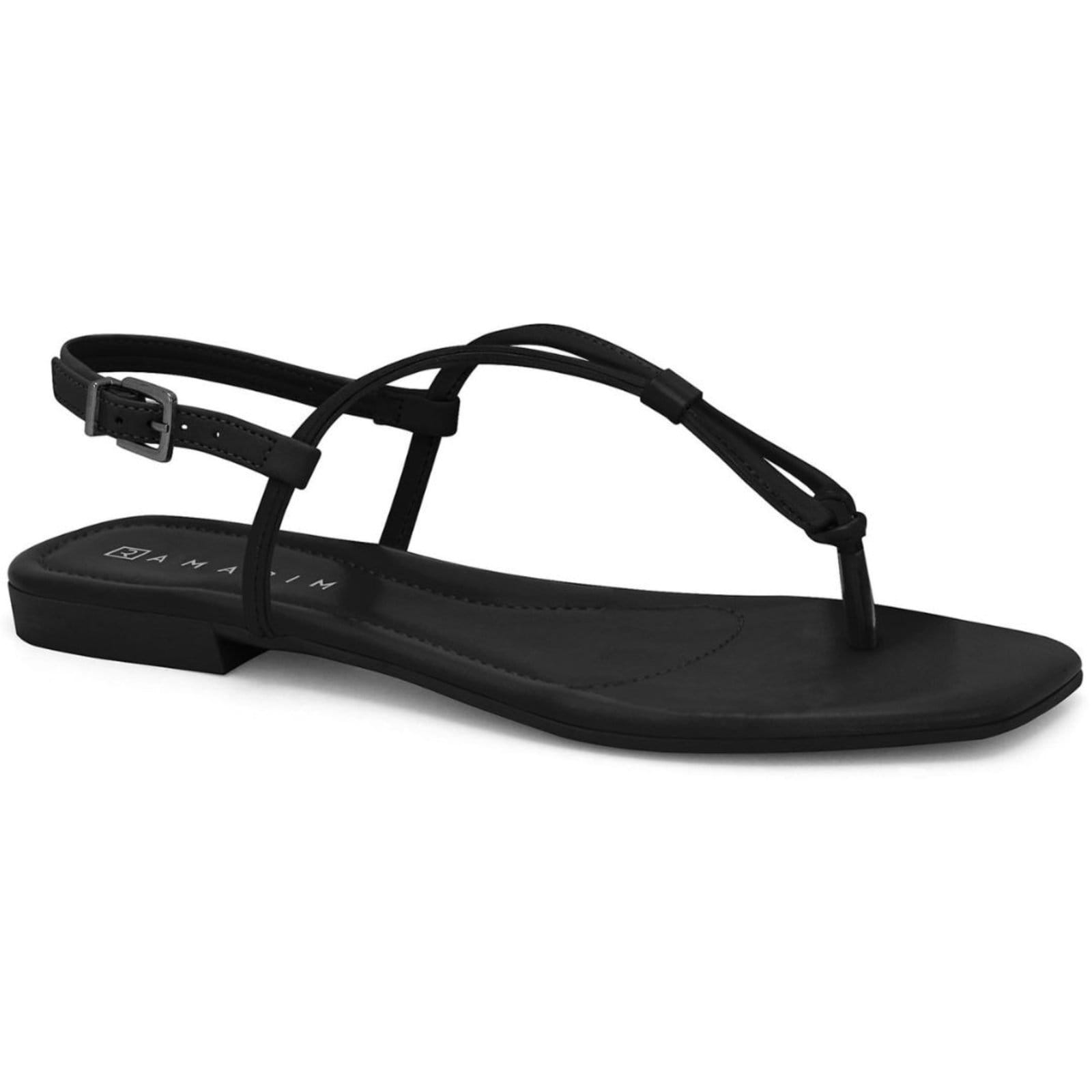 Sandália Rasteira Feminina Preta Ramarim 2421203-6