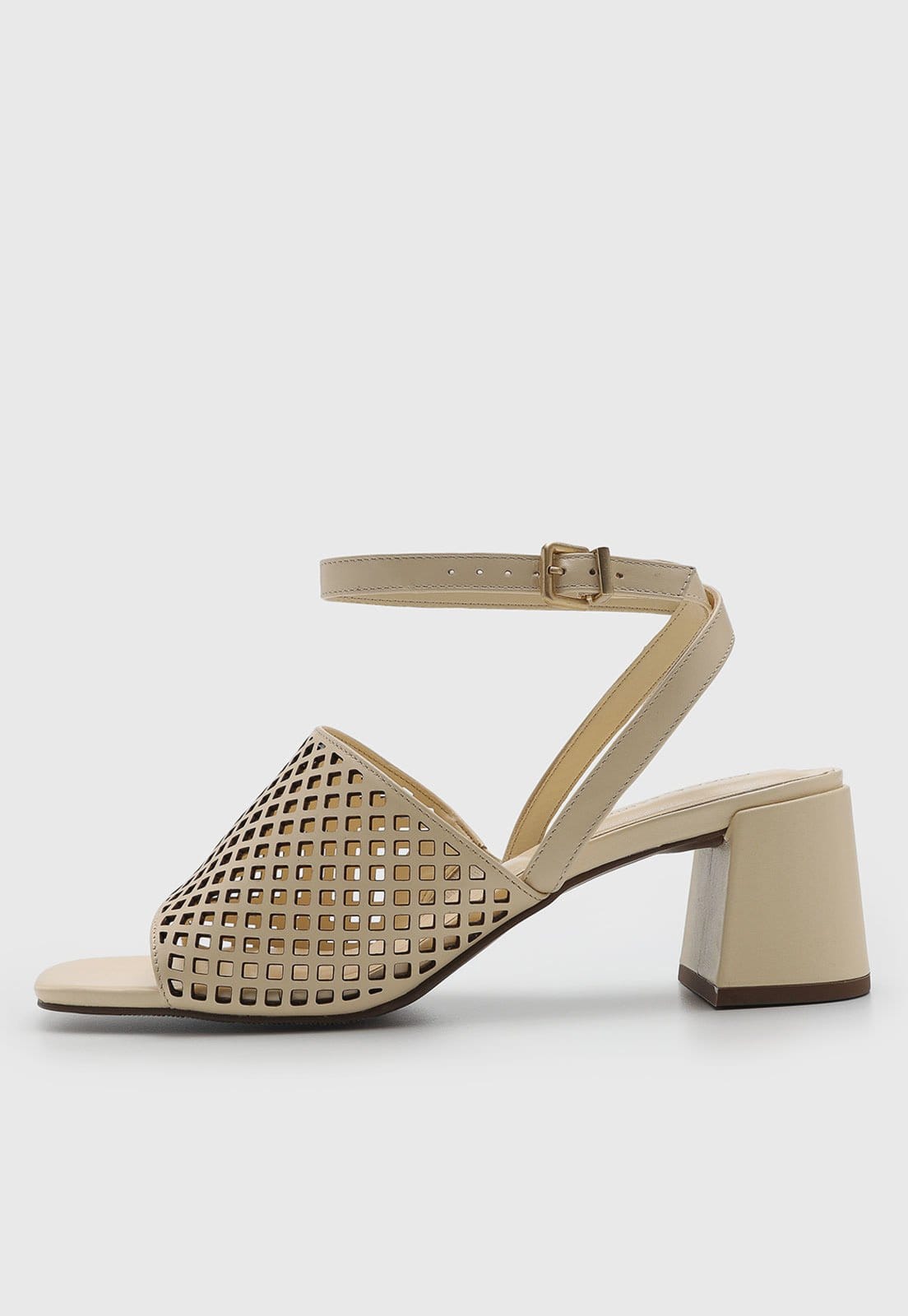 Vista principal Sandália Feminina Loucos e Santos Salto Bloco Recortes Amarela Loucos e Santos amarelo