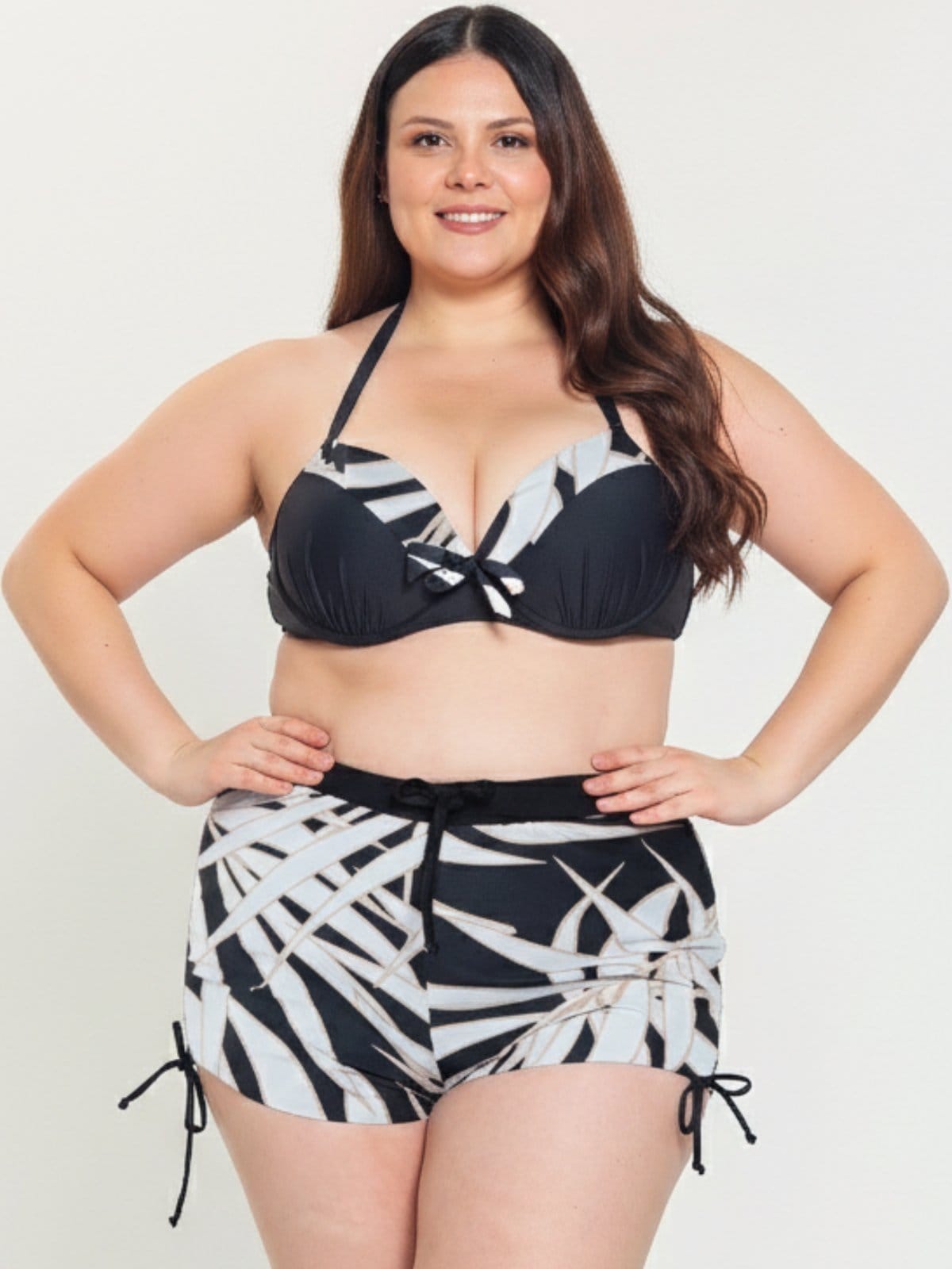 Biquíni Shorts Tanquíni Plus Size Com Bojo Meia Taça E Aro Regulável Estampado