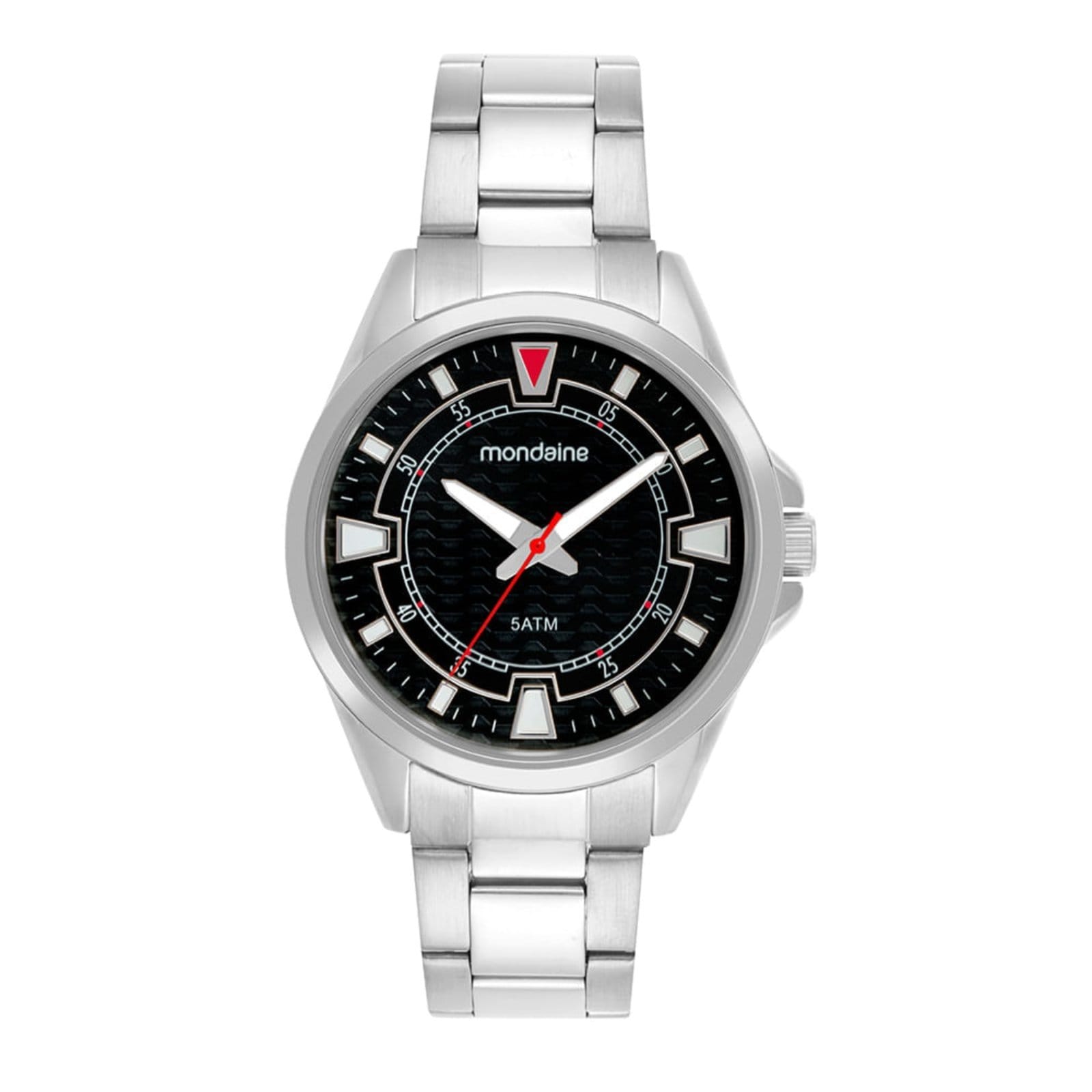 Vista principal Relógio Masculino Mondaine Aço Analógico Mostrador Preto Mondaine prata