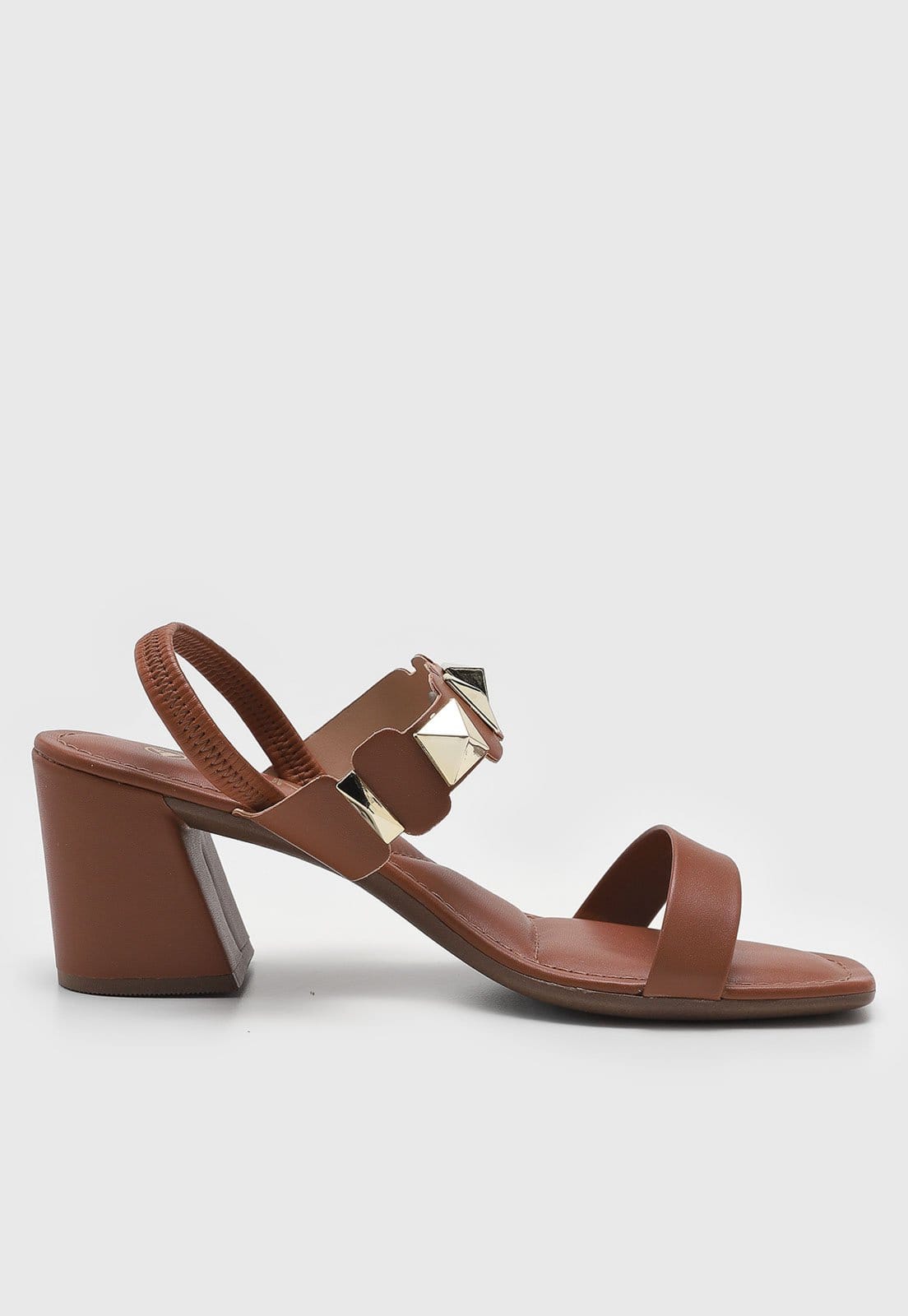 Vista 2 Sandália Feminina VIA UNO Salto Médio Bloco VIA UNO marrom