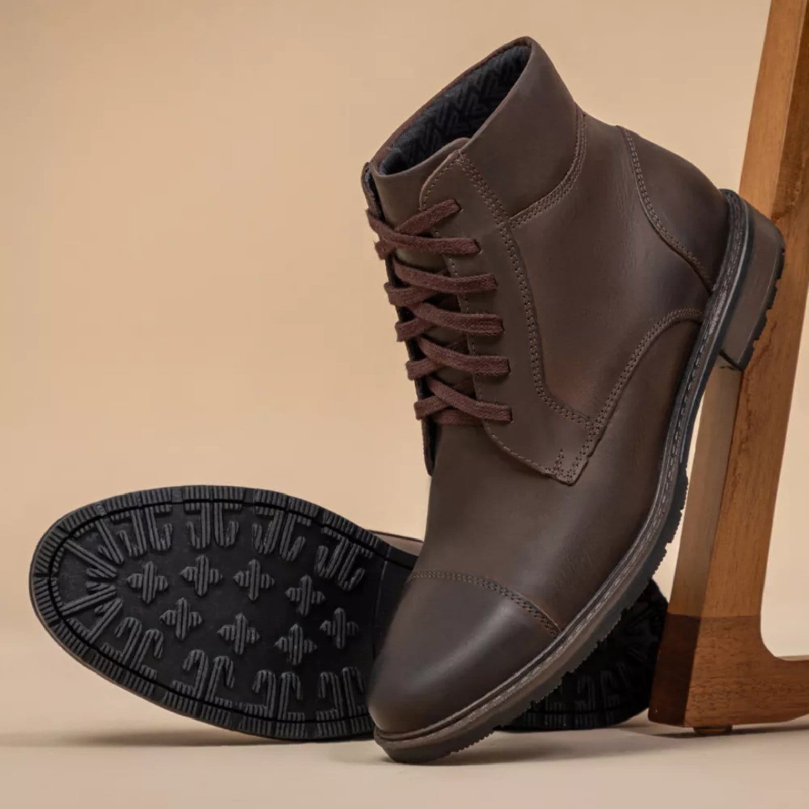 Vista 2 Bota Coturno Masculino Casual em Couro Vittal USE VITTAL café