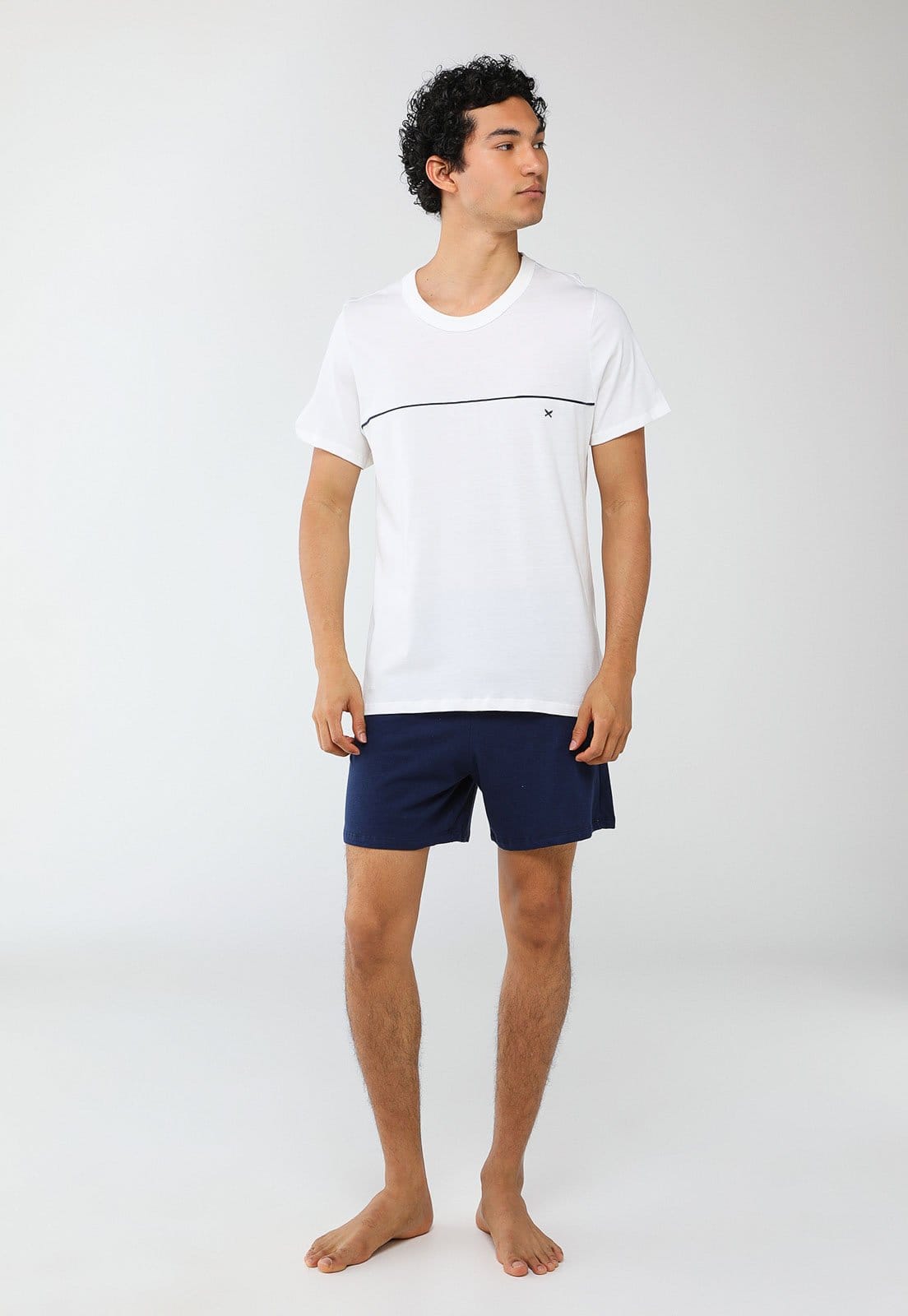 Vista 2 Conjunto Pijama Curto Masculino Hering Minimalista Hering branco