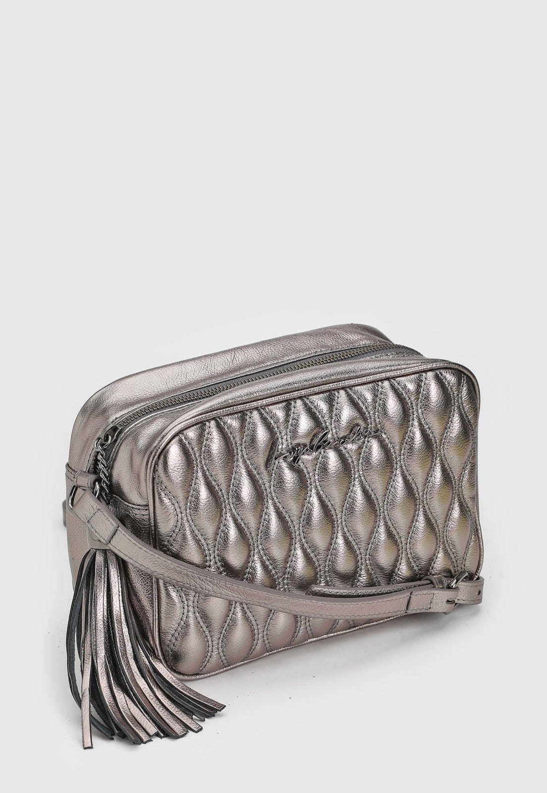 Vista 2 Bolsa Tiracolo Luiza Barcelos Metalizado Luiza Barcelos prata