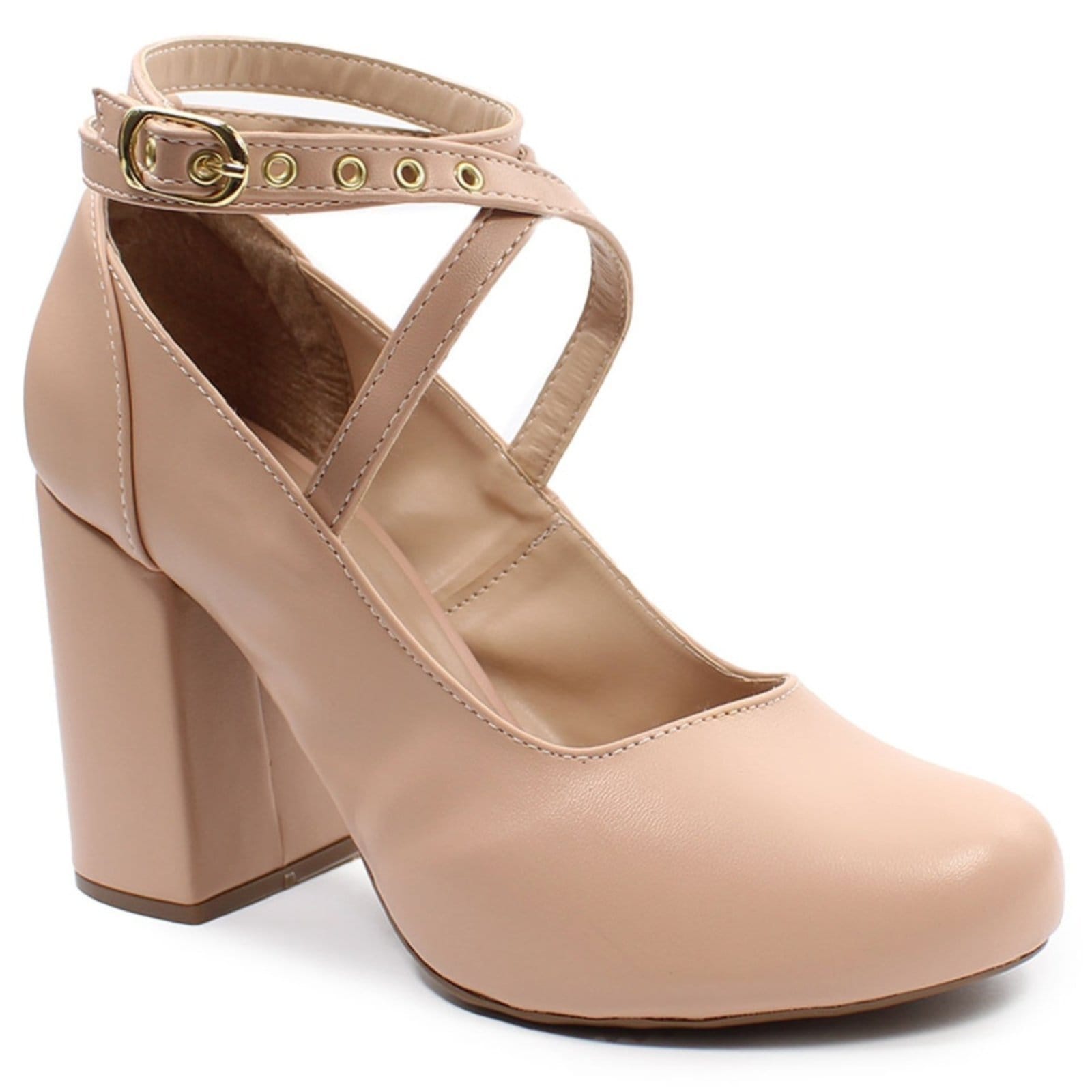 Vista 2 Sapato Modarpe Salto Grosso Boneca B62 Modarpe nude