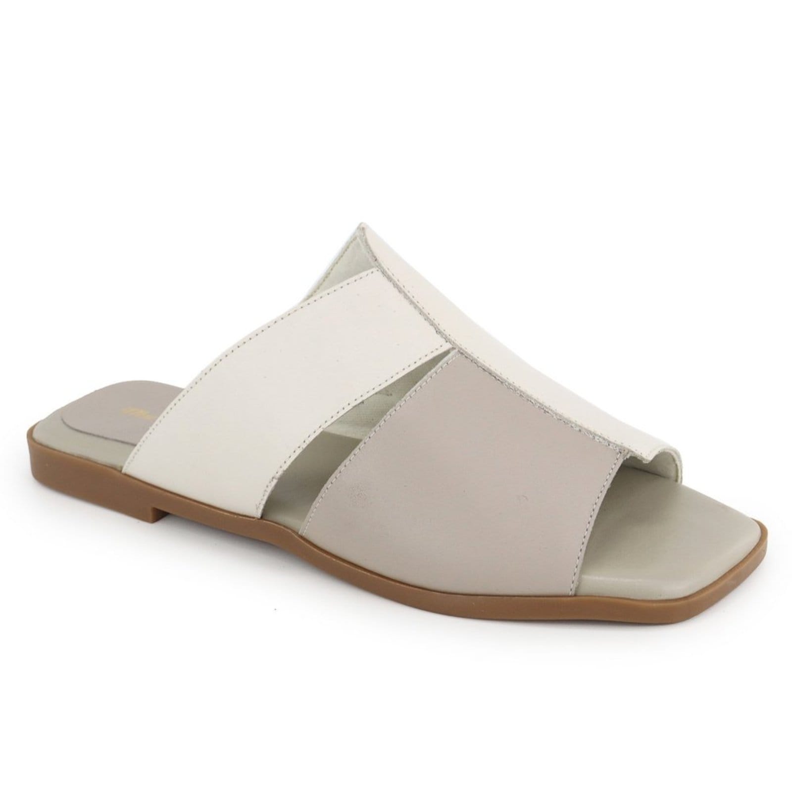 Vista 2 Sandália Rasteira Conforto Feminina em Couro Maria Paula Off White MARIA PAULA off-white white