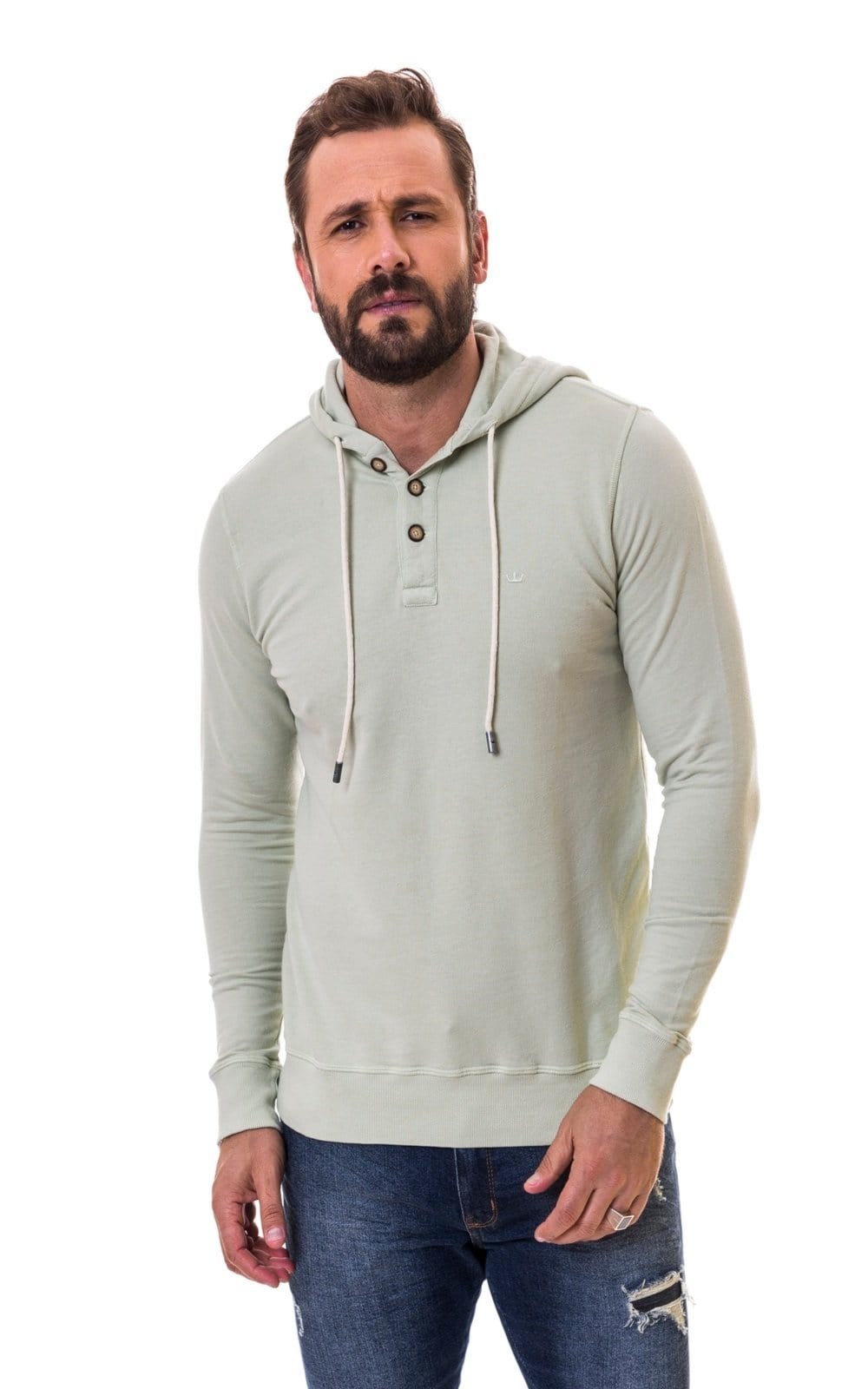 Vista principal Moletom Aburguesia Slim Fit Claro Alfaiataria Burguesia verde