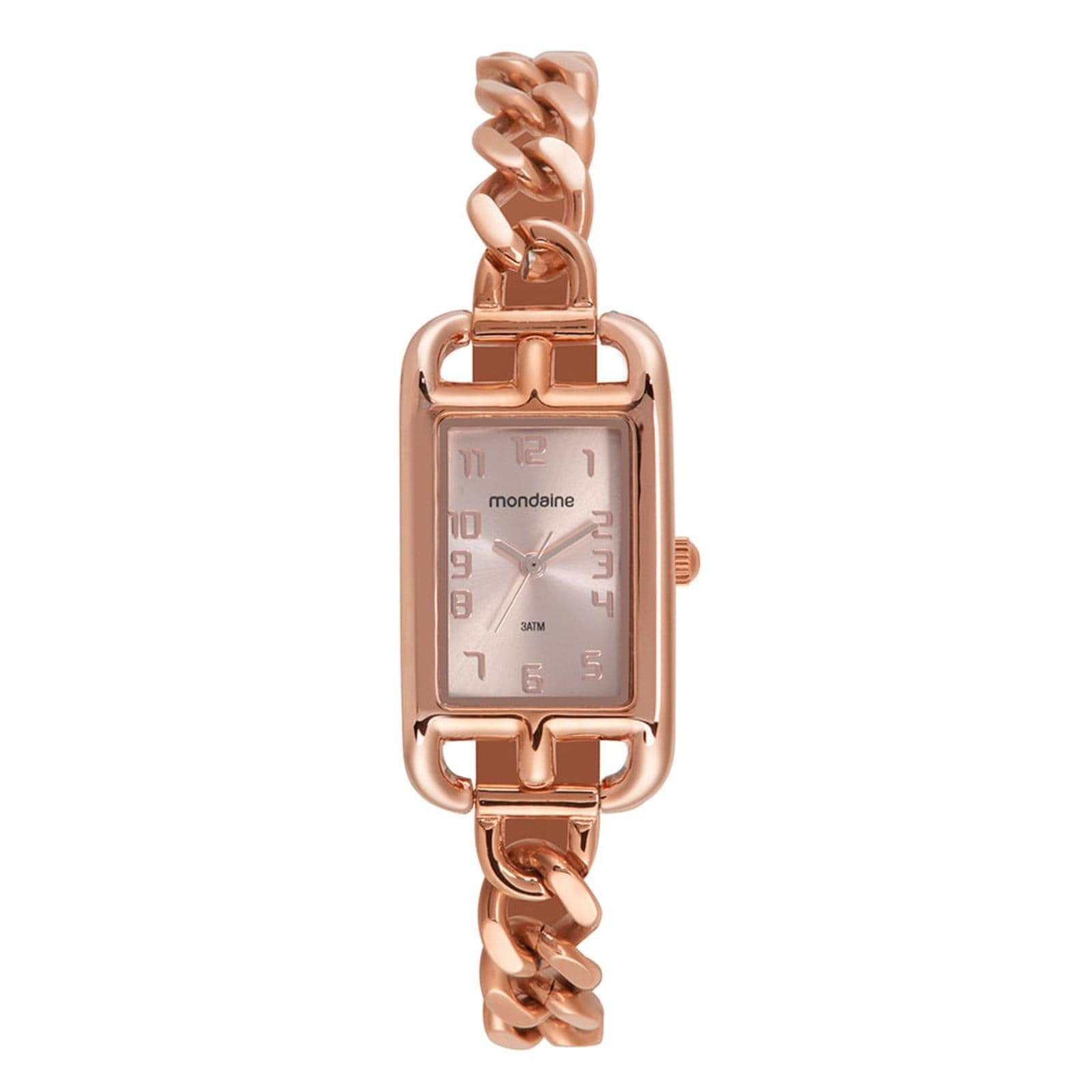 Relógio Feminino Rose Gold Quadrado Metal Elegante Slim