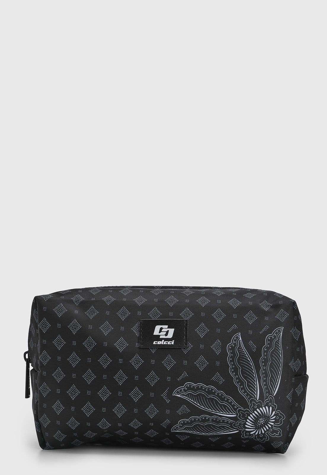 Necessaire Feminina Colcci Estampa Geométrica Floral Preta