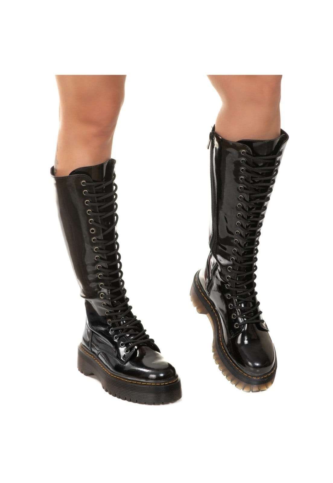 Vista principal Coturno Estilo Inglês Cano Longo Verniz ESTILO VEGGIE SHOES preto