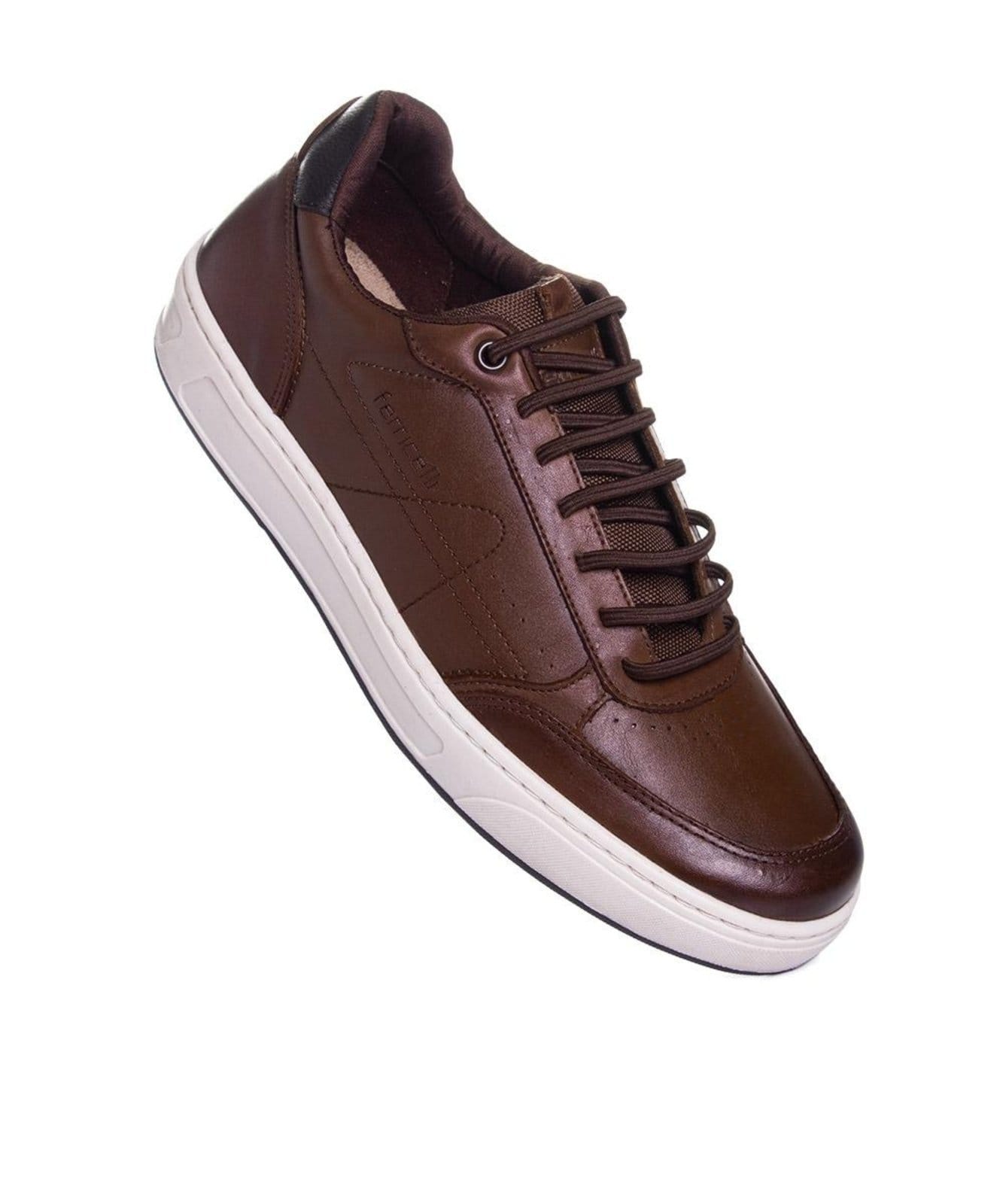 Vista 2 Tênis Masculino Ferriceli Casual Couro Tan Incolor Ferricelli incolor tan