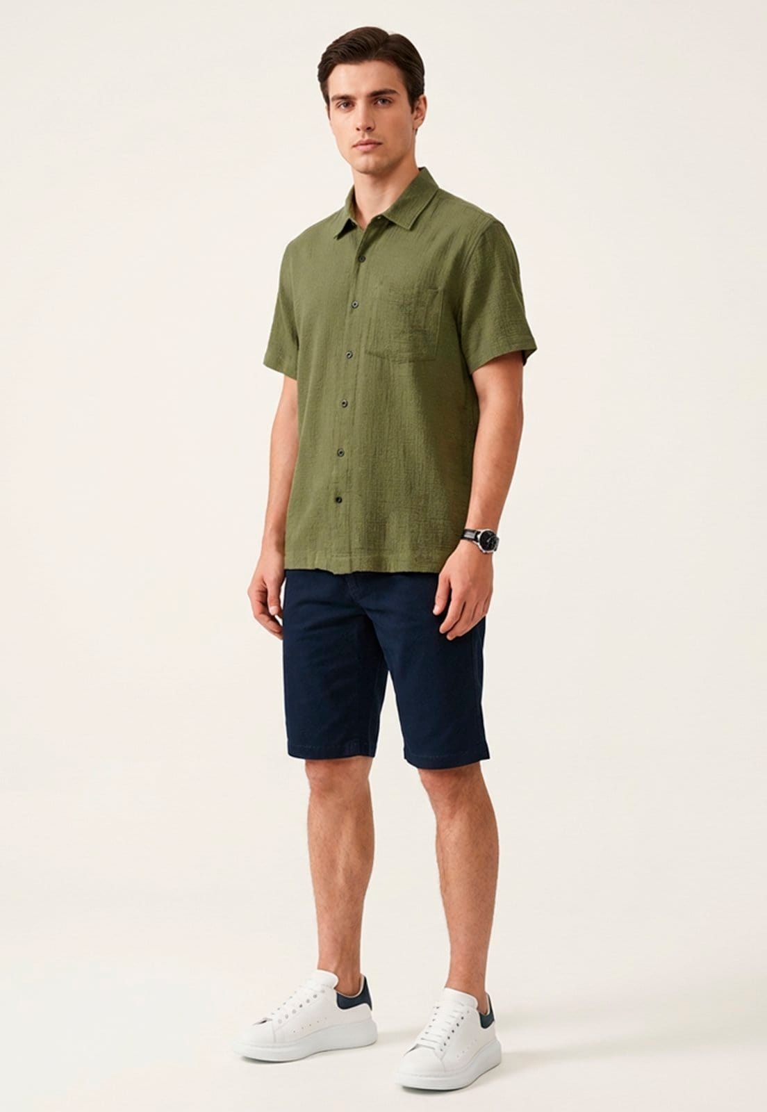 Vista 2 Bermuda Chino Masculina Sarja Regular Fit com Elastano Macaw azul/azul marinho azul