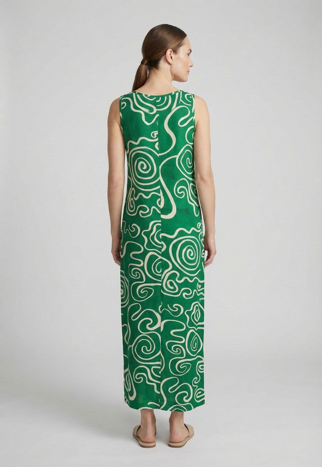 Vista 2 Vestido Feminino Lança Perfume Estampado Maxi Lança Perfume verde