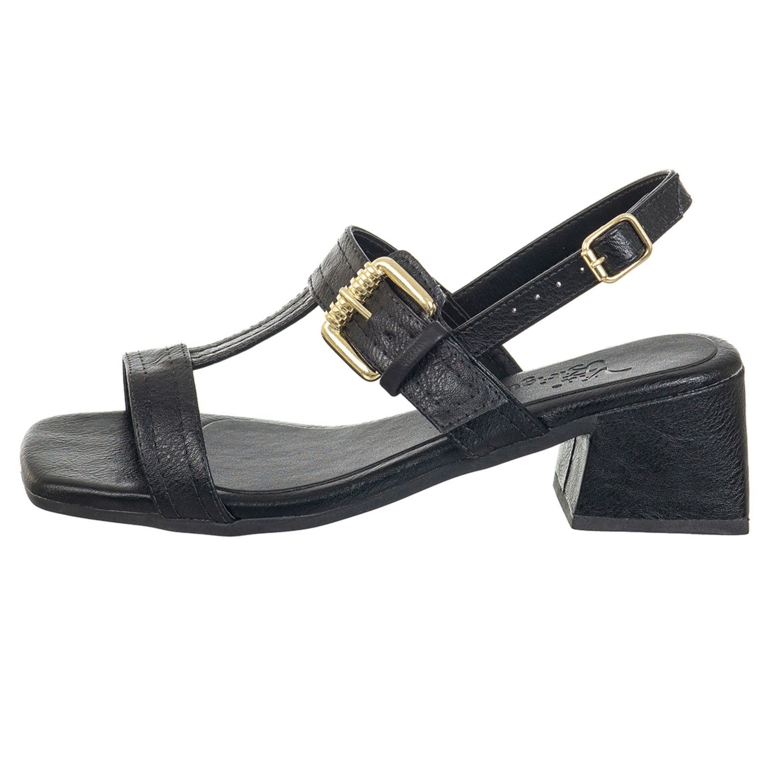 Vista 2 Sandália Feminina Via Birigui Salto Médio C/Fivela Regulagem VB Calçados preto