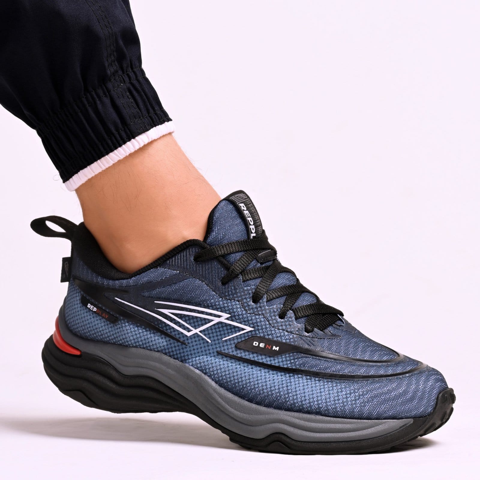 Vista 2 Kit Tênis Masculino Academia Repplay + Meia e Relogio CALCADOS LGHT LIGHT preto