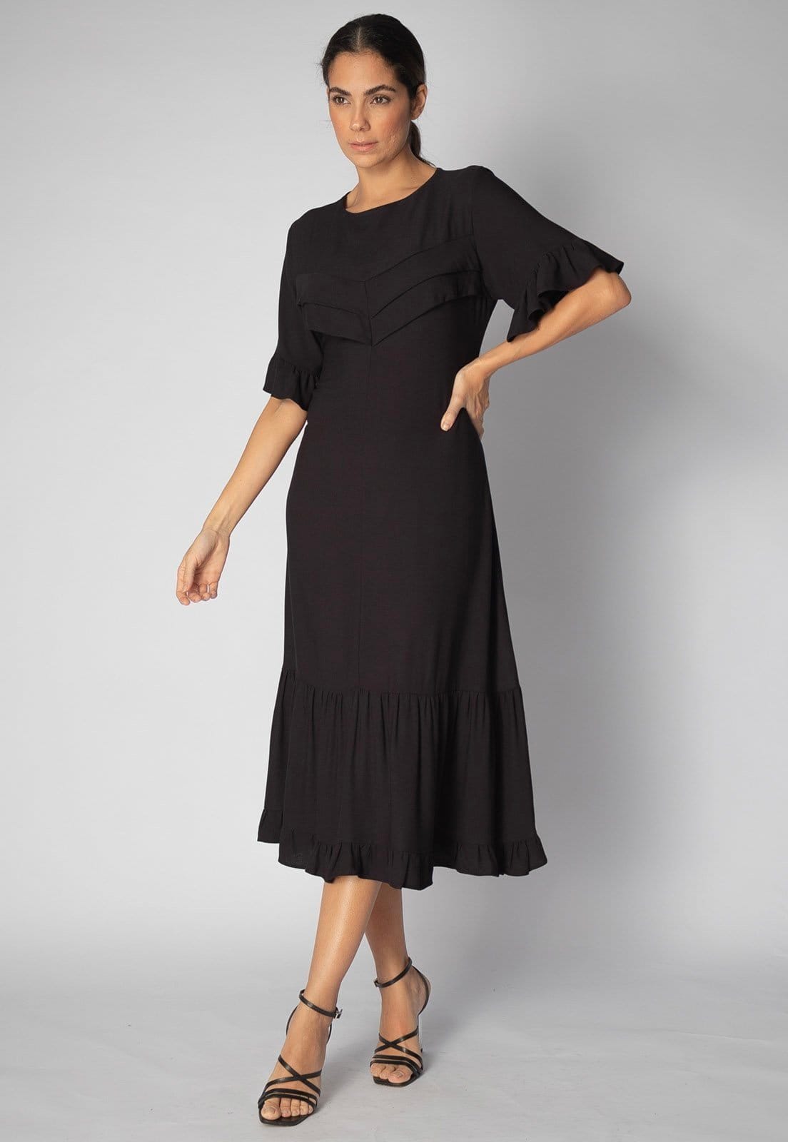 Vista 2 Vestido Midi Amazonia Vital Church Viscose Amazonia Vital preto