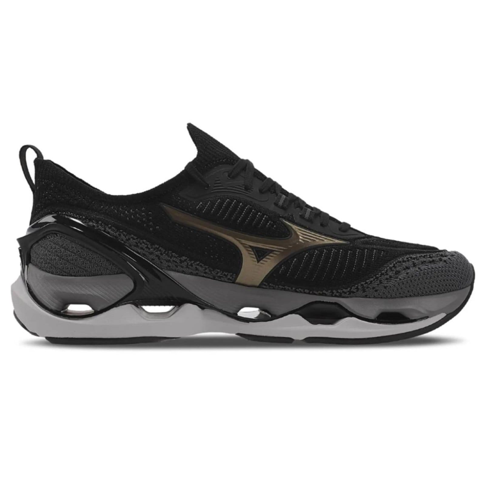 Vista principal Tênis Mizuno Wave Endeavor 3 - Masculino Dourado Mizuno preto