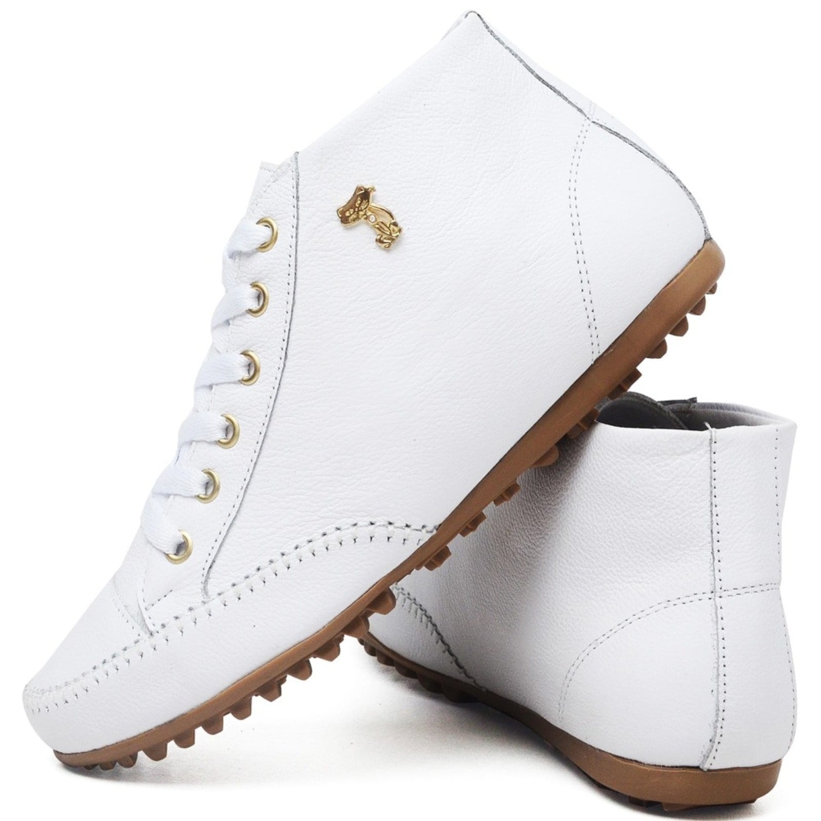 Vista principal Bota Feminina Cano Curto Sem Salto Confortável Branca ROMEU E JULIETA SHOES branco