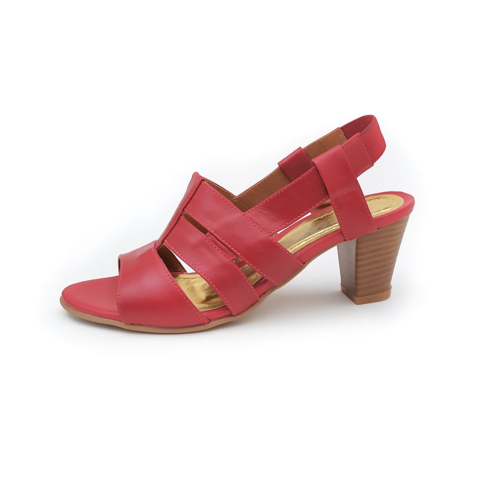 Vista 2 Sandália de Salto em Couro Amo Calçados Viena Vermelha Amora Calçados vermelho
