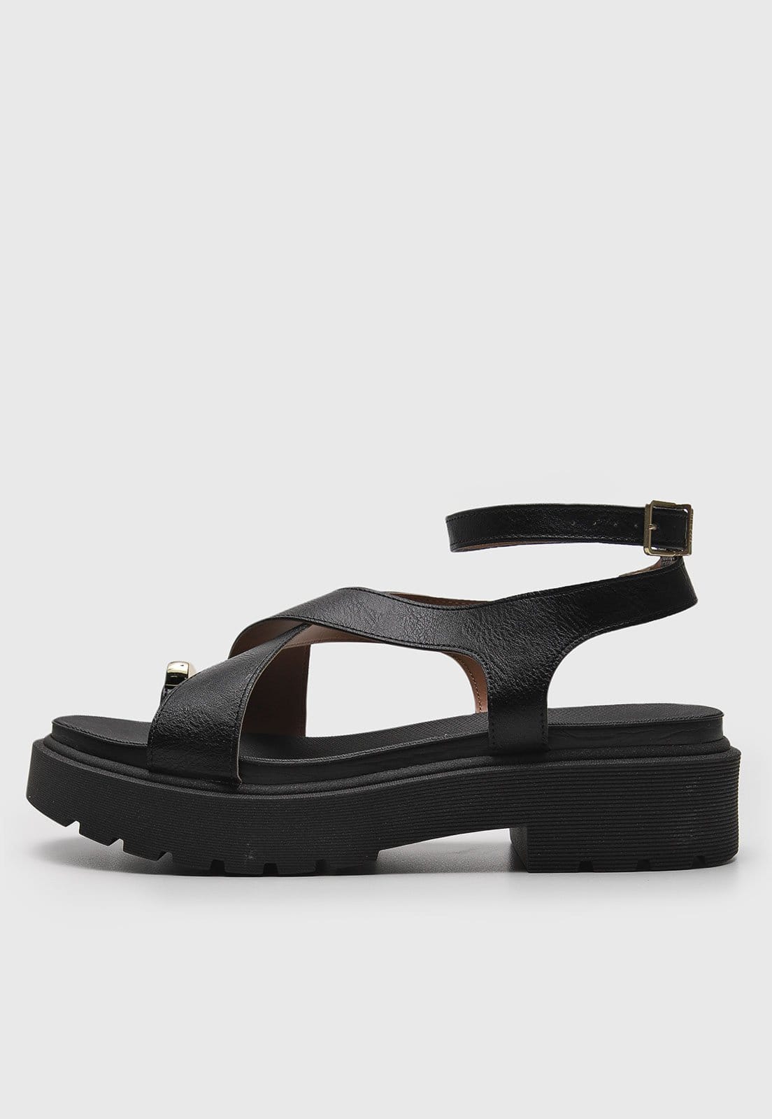 Sandália Tratorado Vizzano Aplicação Metalizada Preta