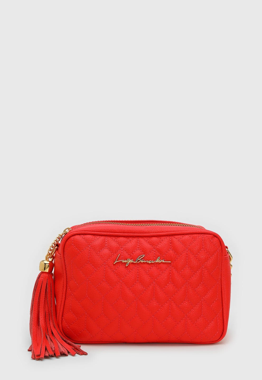 Vista principal Bolsa Média Feminina Luiza Barcelos Matelassê Tassel Vermelha Luiza Barcelos vermelho