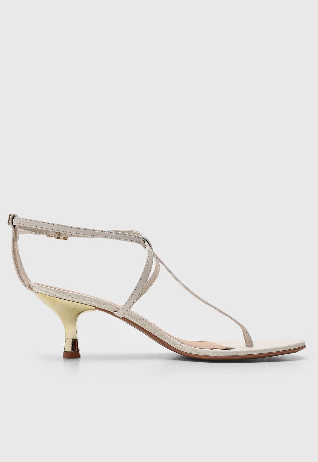 Vista 2 Sandália Feminina Santa Lolla Salto Fino Metalizado Off-White Santa Lolla off-white white