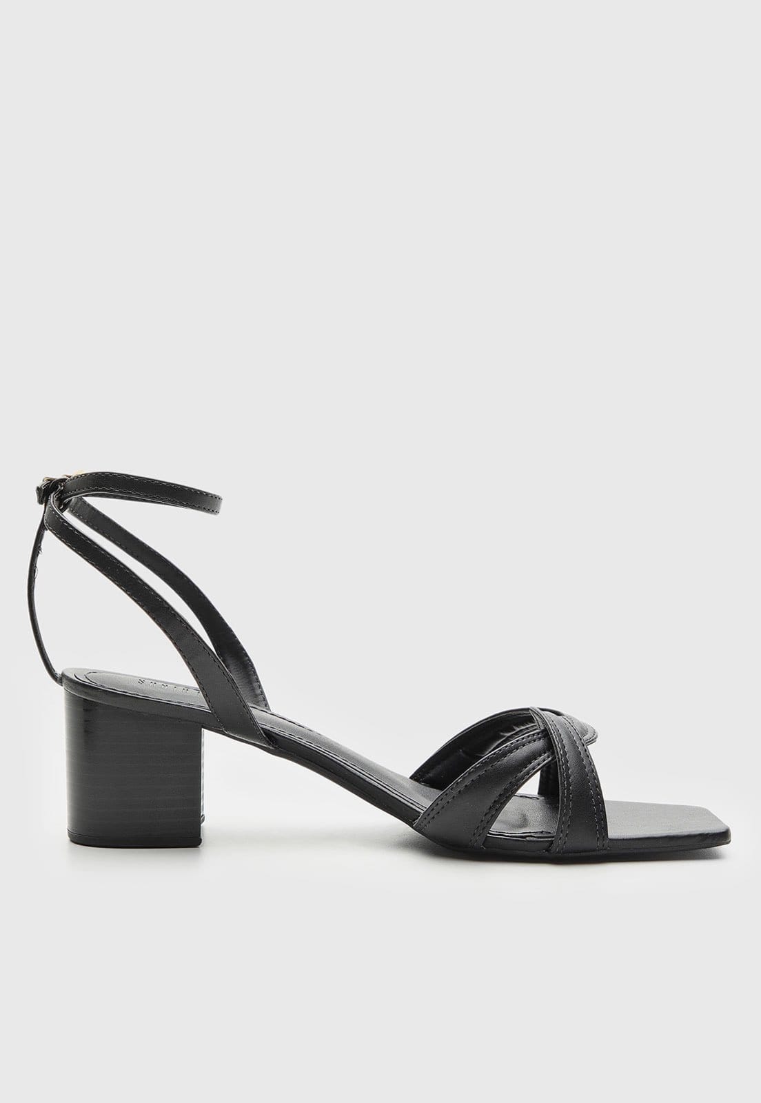 Vista 2 Sandália Feminina Santa Lolla Salto Bloco Tiras Preta Santa Lolla preto