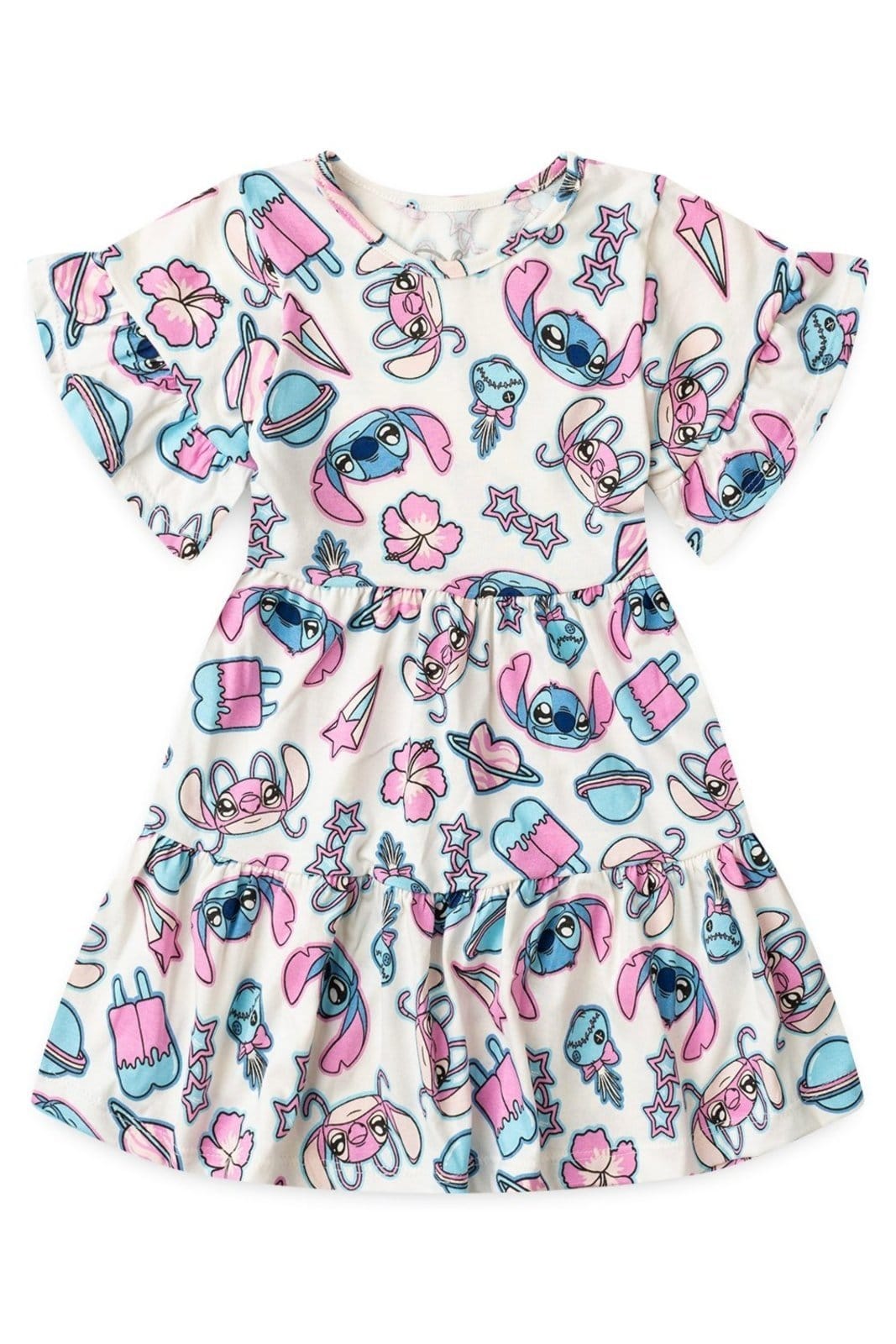 Vista 2 Infantil - Vestido Disney Feminino Stich Off White Disney off-white white