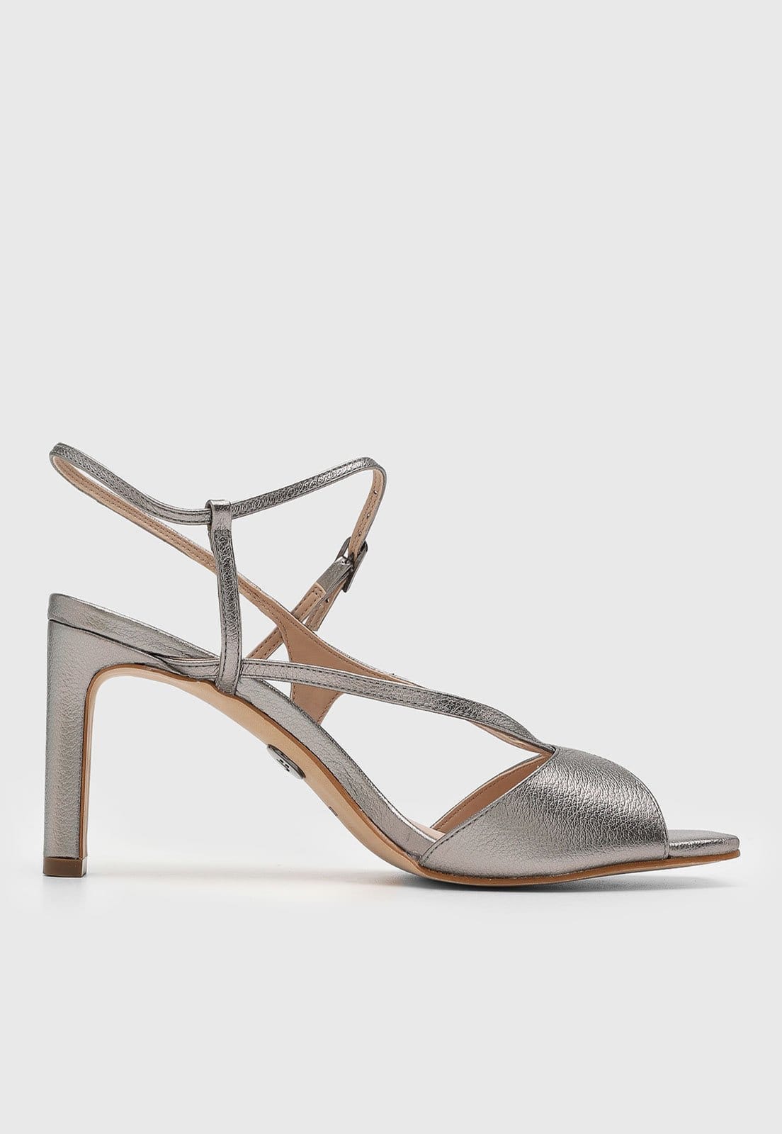 Vista 2 Sandália Feminina Jorge Bischoff Ponta Quadrada Metalizada Jorge Bischoff prata