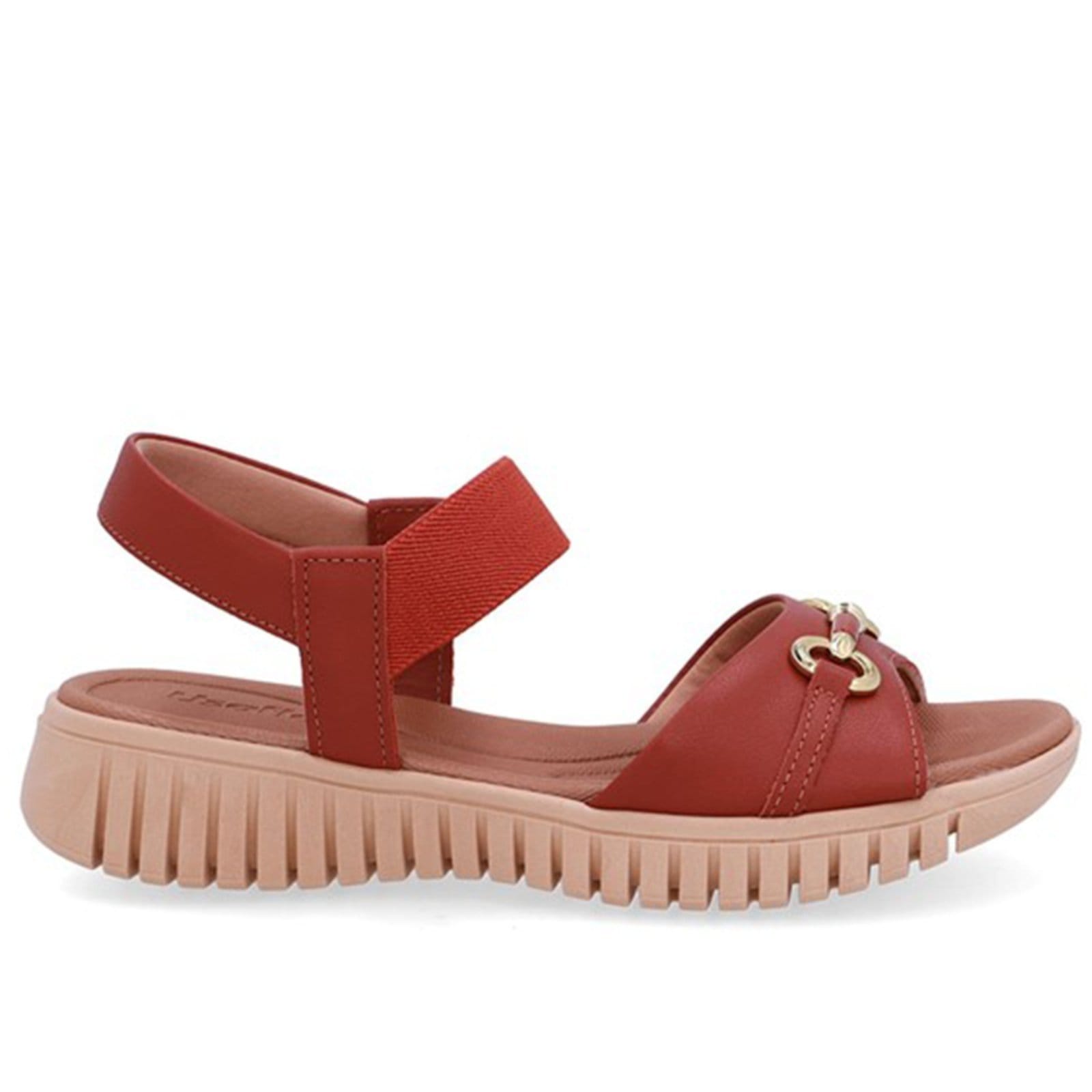 Sandália De Couro Rasteira Usaflex Conforto Enfeite Terracota - 003