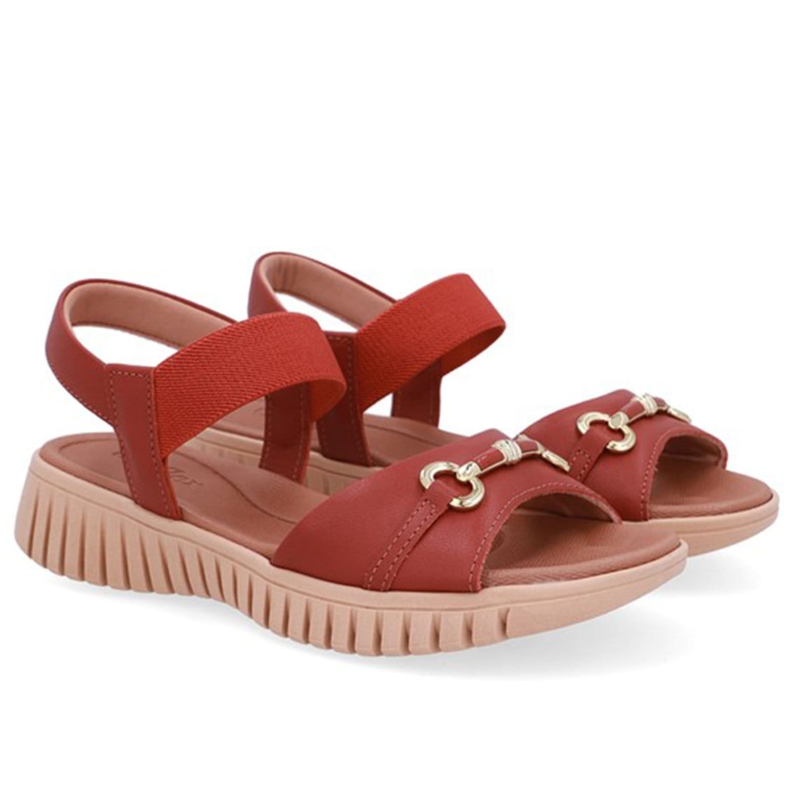 Vista 2 Sandália De Couro Rasteira Usaflex Conforto Enfeite Terracota - 003 Usaflex marrom