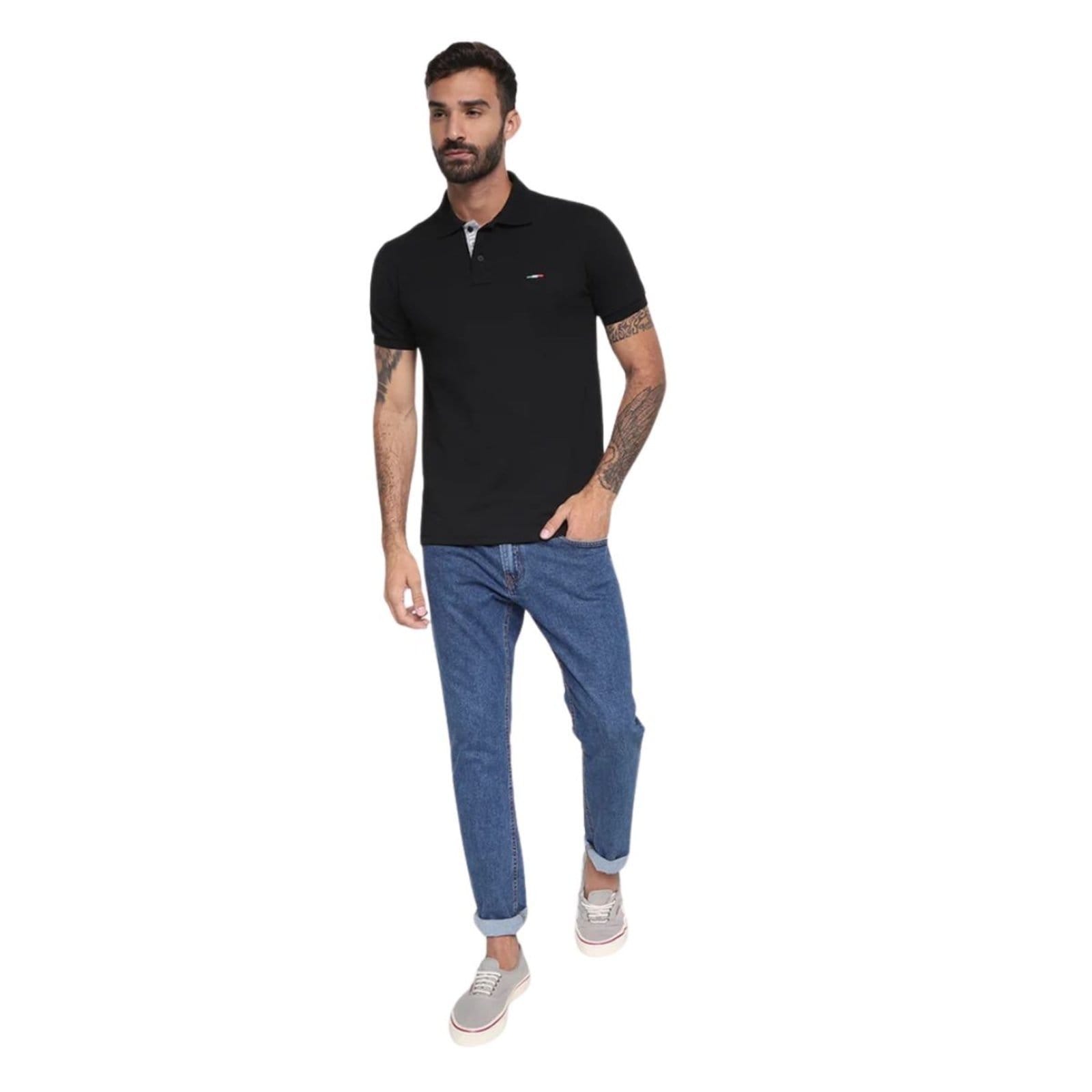 Camisa Polo FMF Masculina Básica Industrie Piquet no Estilo Tommy Bordado Itália