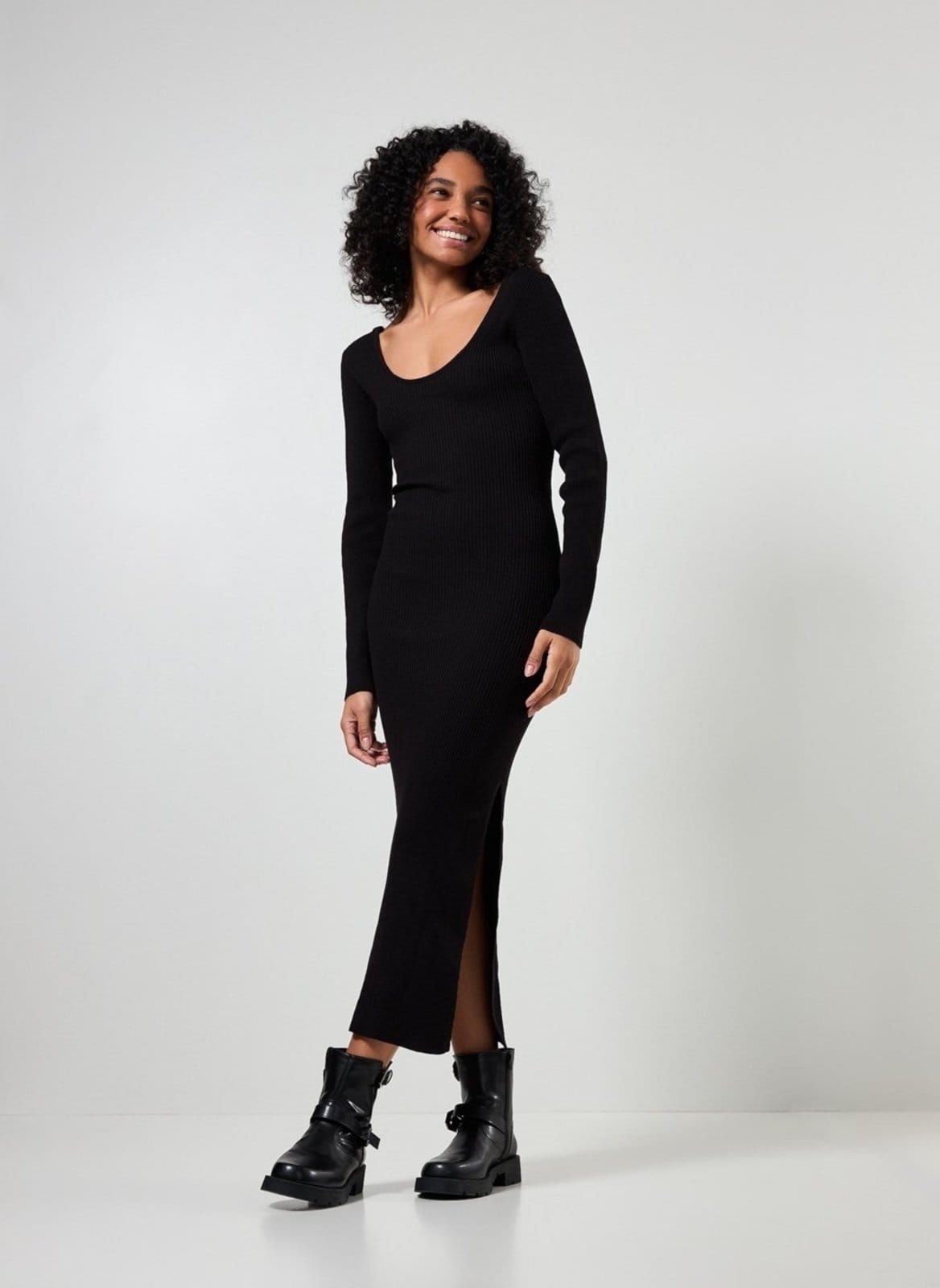 Vestido Em Tricô Preto 2 Em 1