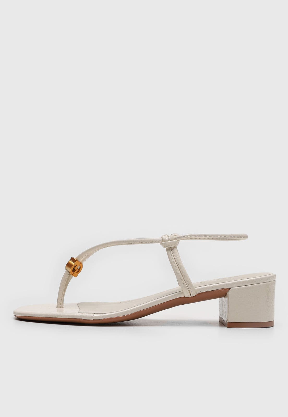 Sandália Feminina Degalls Salto Médio Bloco Off-White