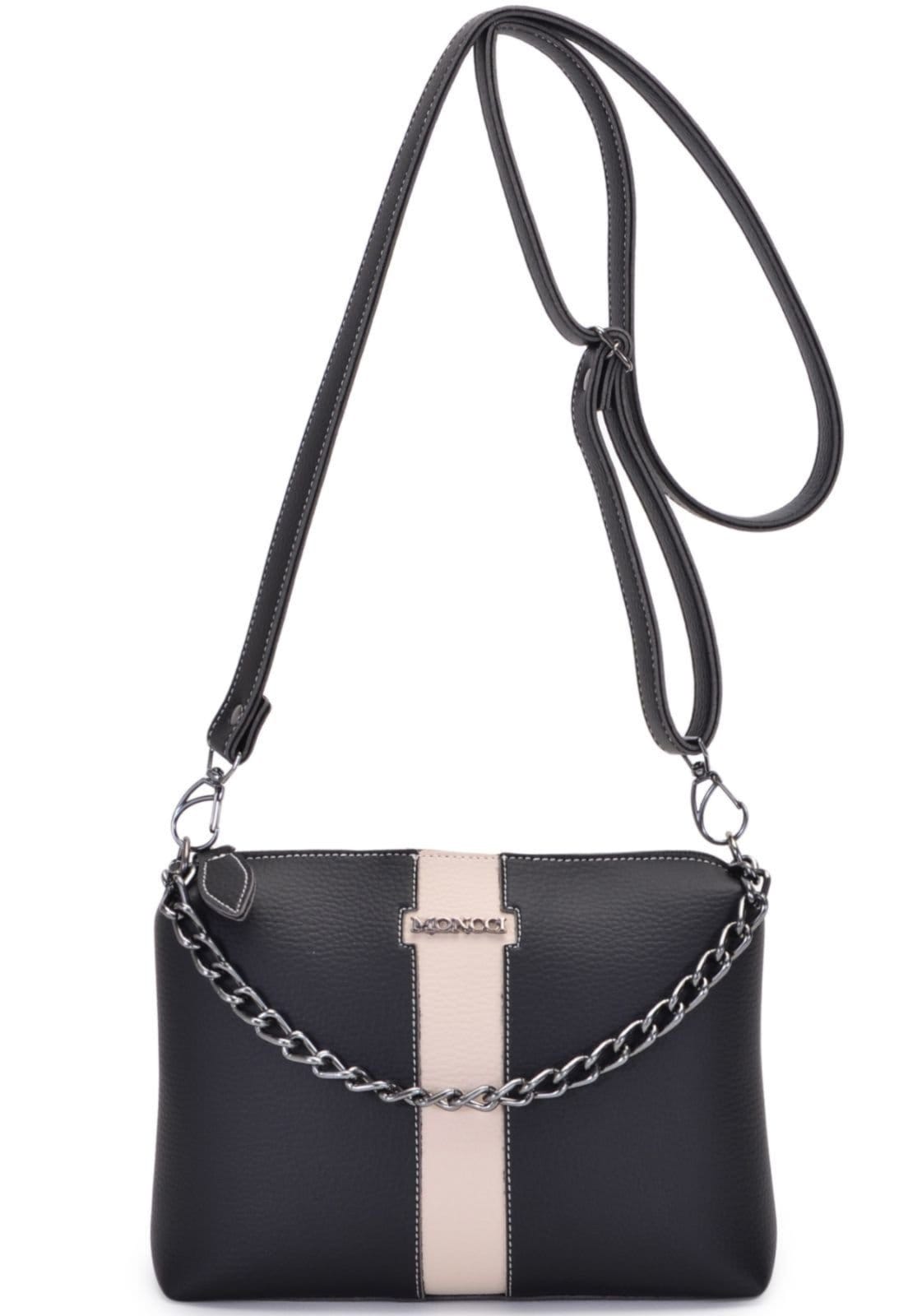 Bolsa Feminina Moncci Londres Pequena Transversal Alça Tiracolo Com Corrente Com
