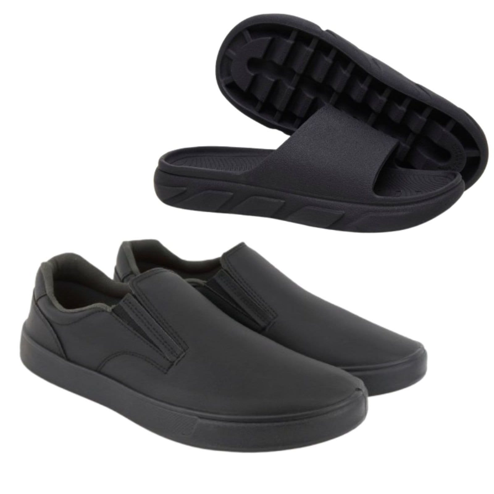Sapatenis Masculino Anna Andrade Sapato Casul Slip On Kit Chinelo Slide Confortável