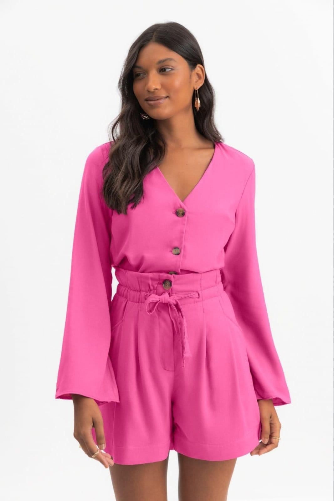 Vista 2 Blusa Feminina Em Viscose Essendi édio Essendi rosa