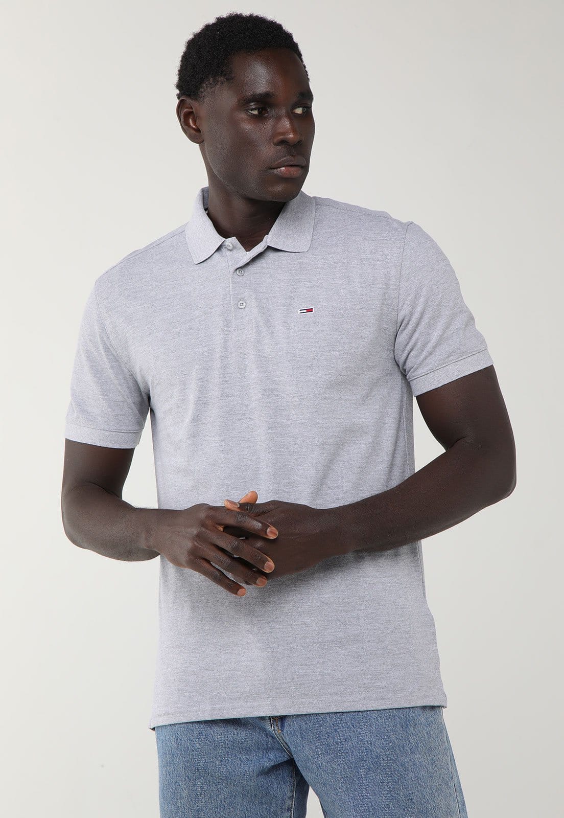 Camisa Polo Masculina Tommy Jeans TJM Reg Badge Tee Claro