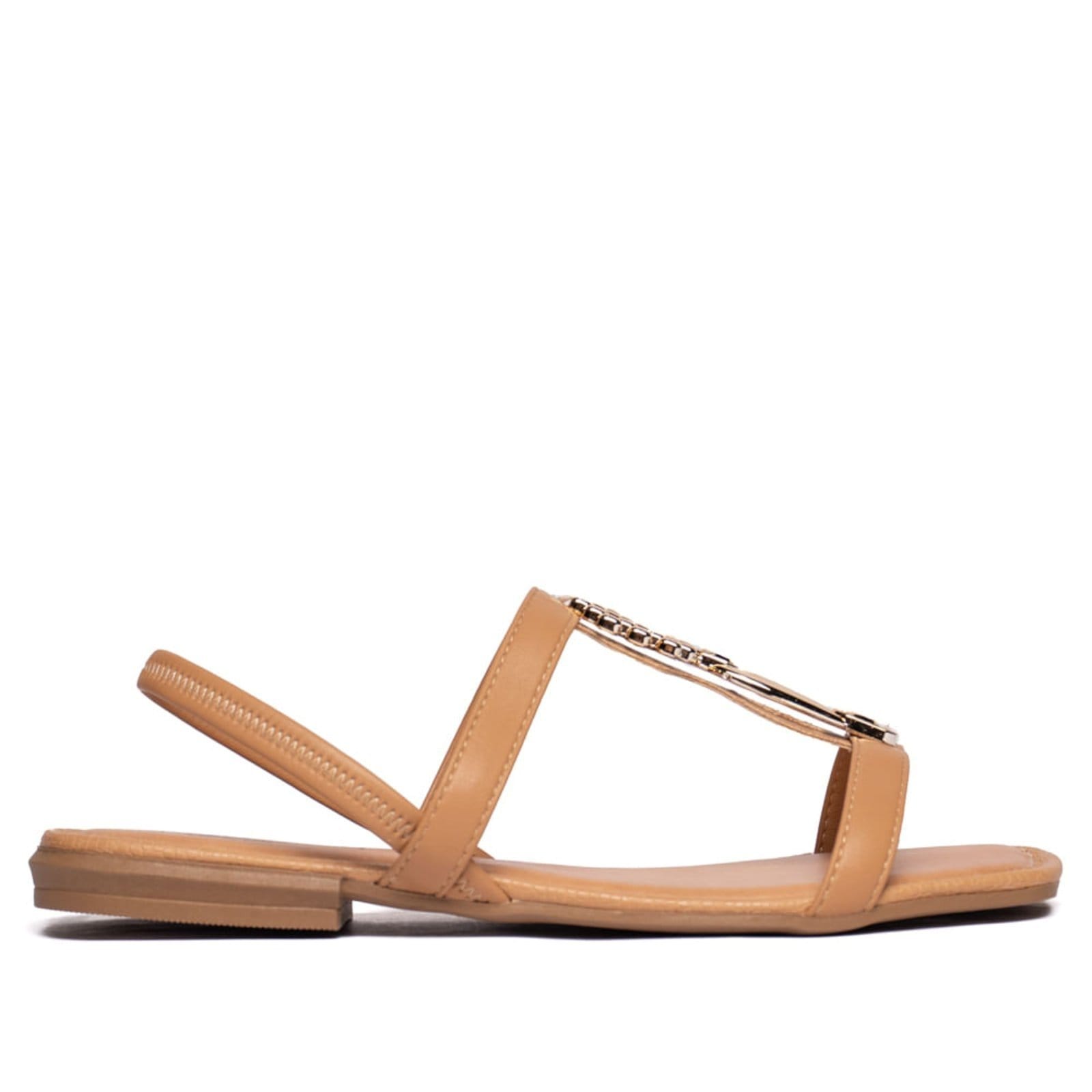 Vista principal Sandália Rasteira Feminina Mississipi Adereço Claro MISSISSIPI marrom