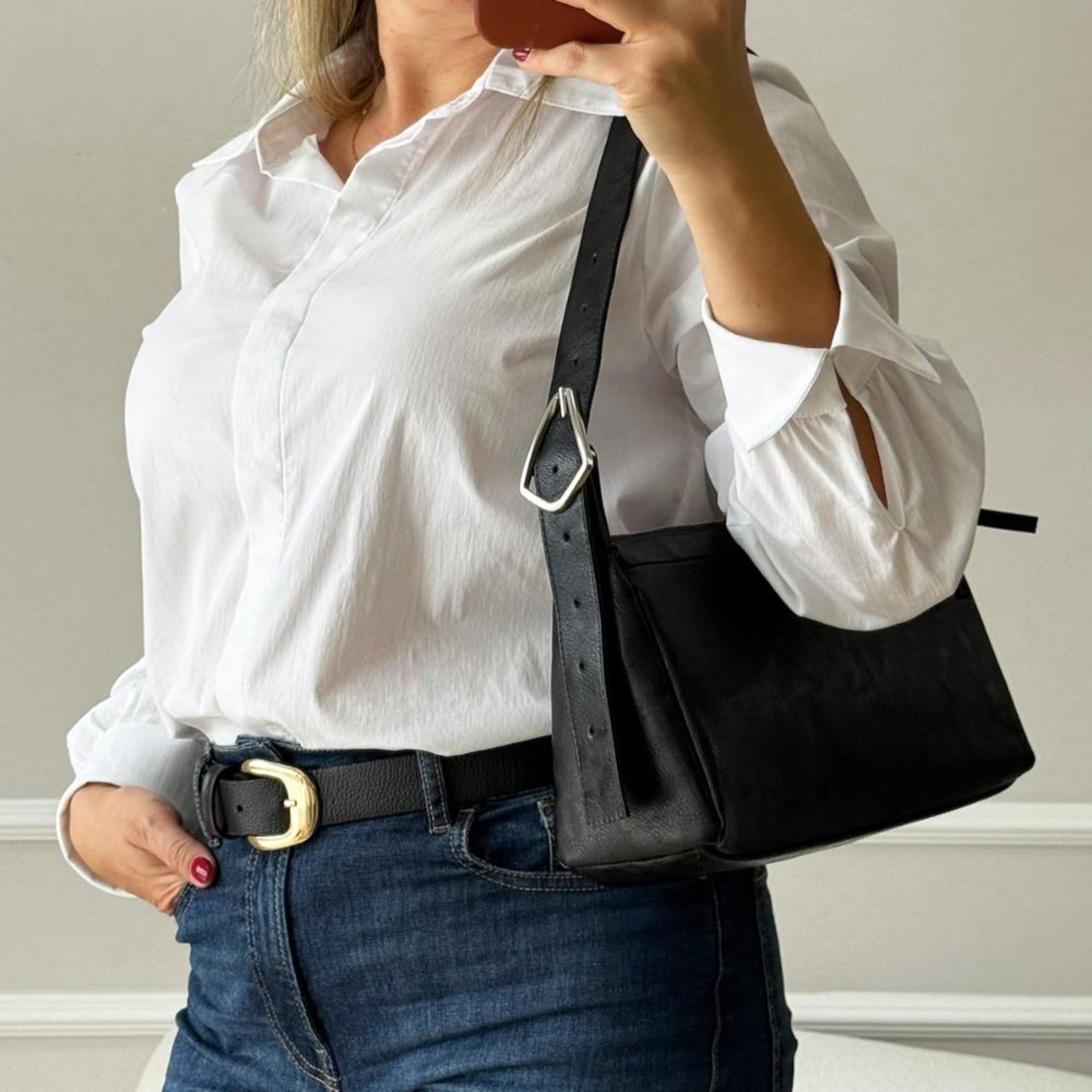 Vista 2 Zaya - Bolsa Baguete Minimalista Damannu Shoes preto