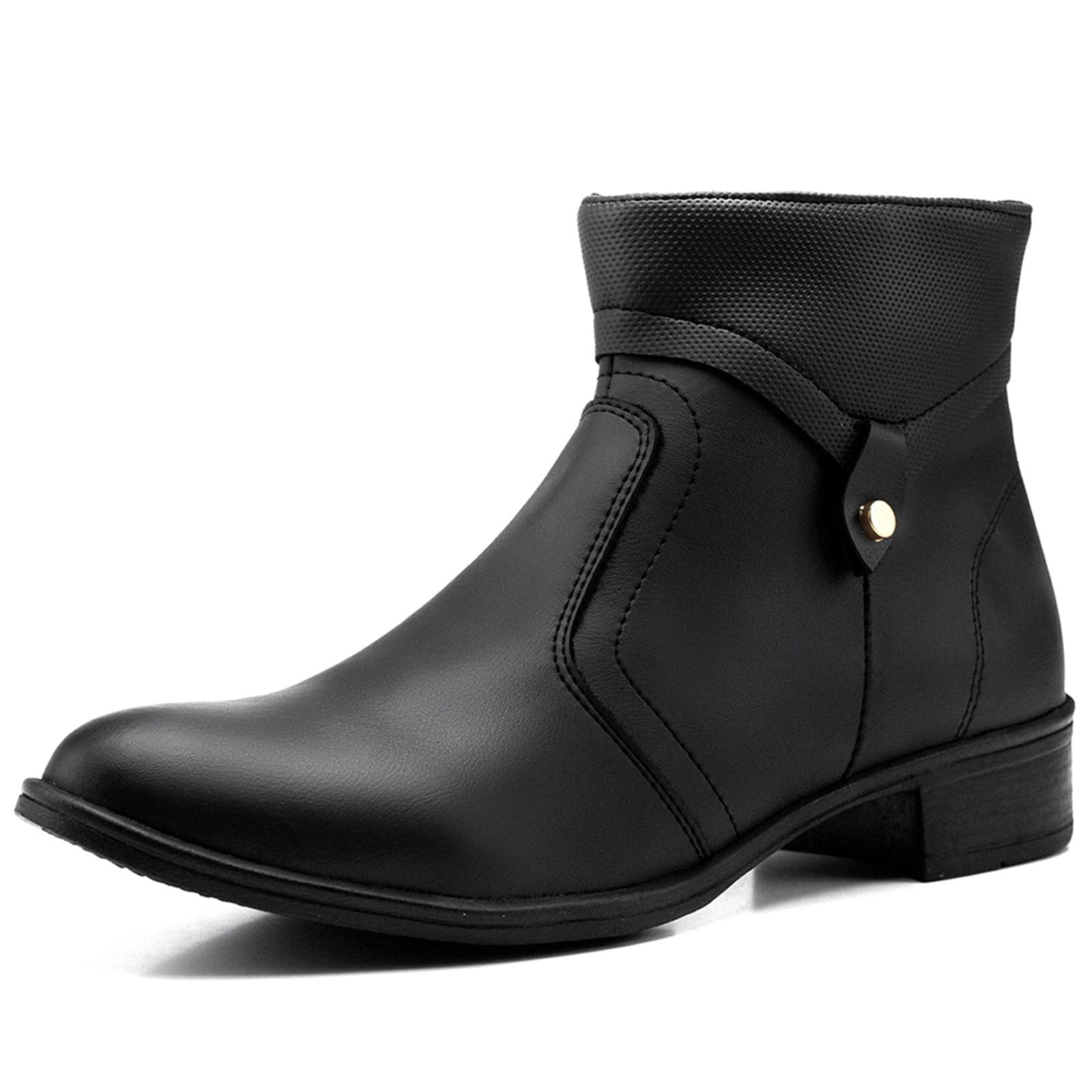 Vista 2 Bota Feminina Cano Curto Salto Baixo Leve Preta Lavini Shoes preto