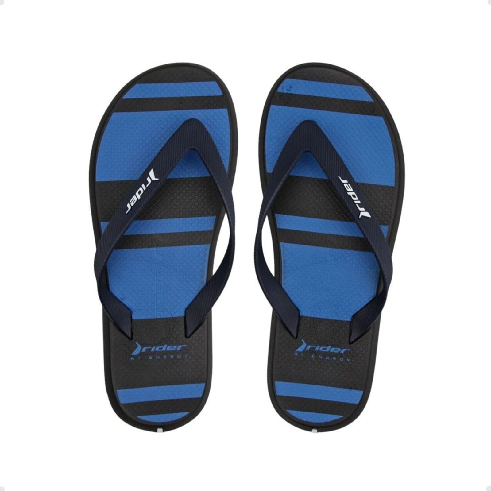 Chinelo Masculino Dedo Rider R1 Style Preto E Azul